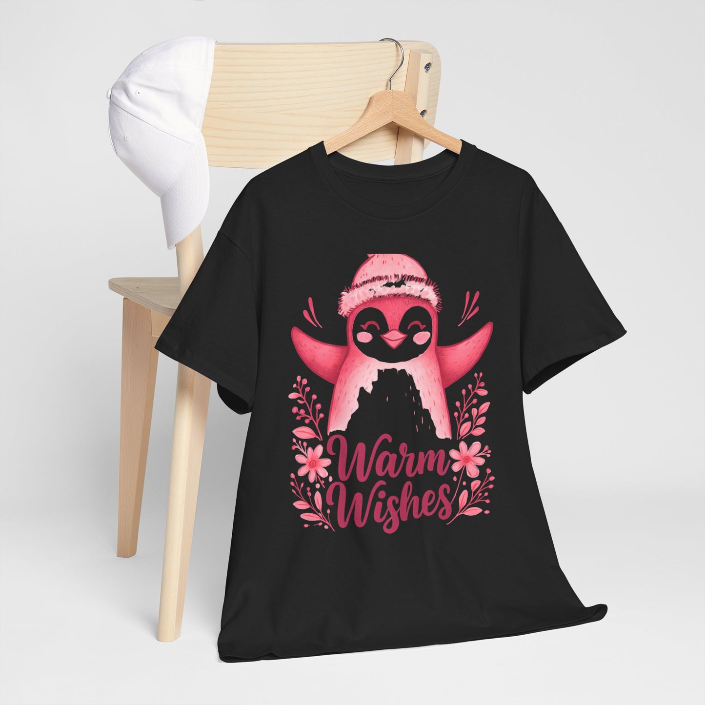 Warm Wishes Pink Penguin Tee - Holiday Tee