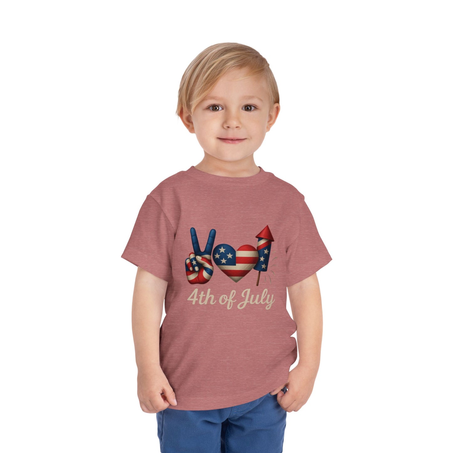 4th of July Peace & Heart Tee: Patriotic Toddler Shirt
