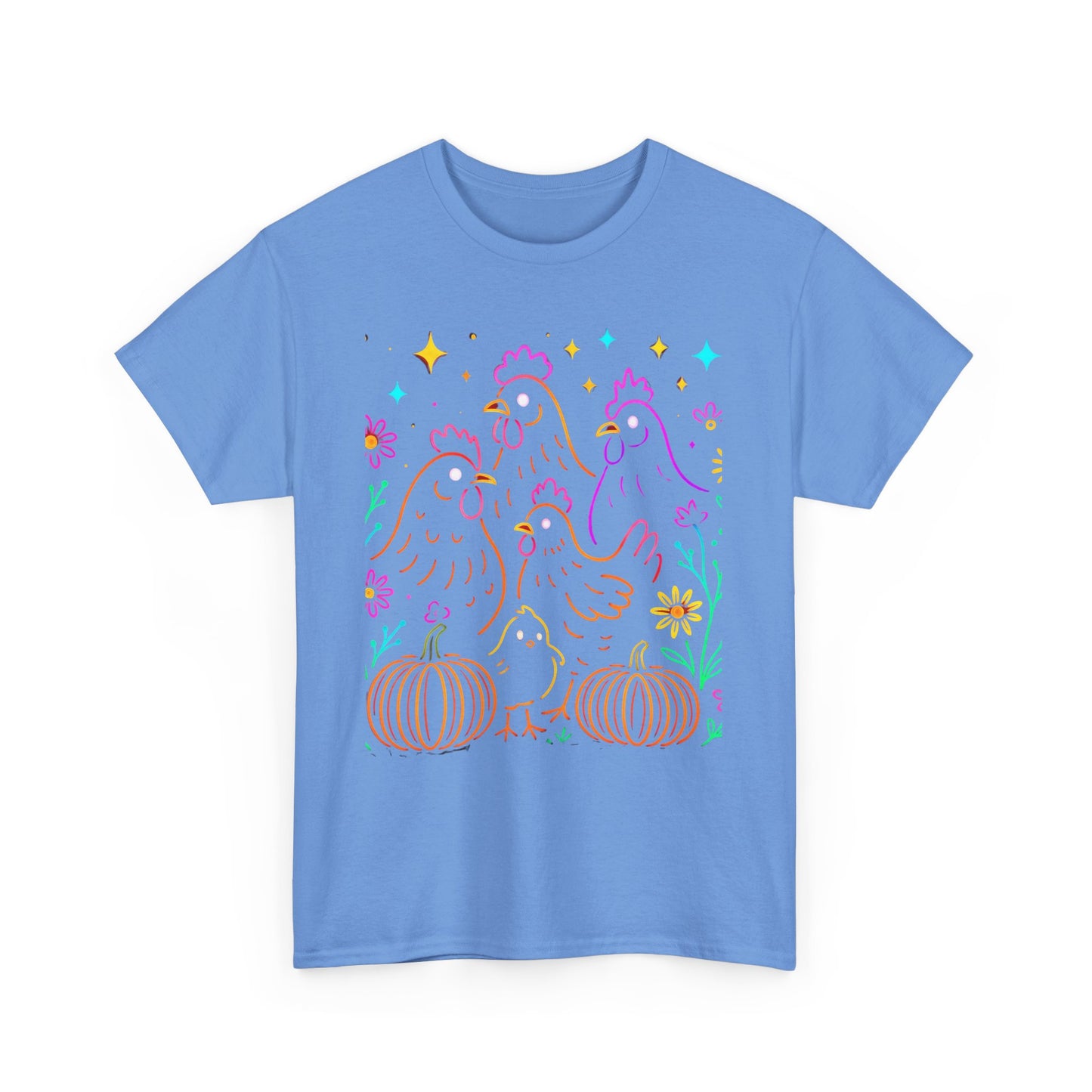 Autumn Glow Chicken Tee – Colorful Farmhouse Pumpkin Shirt