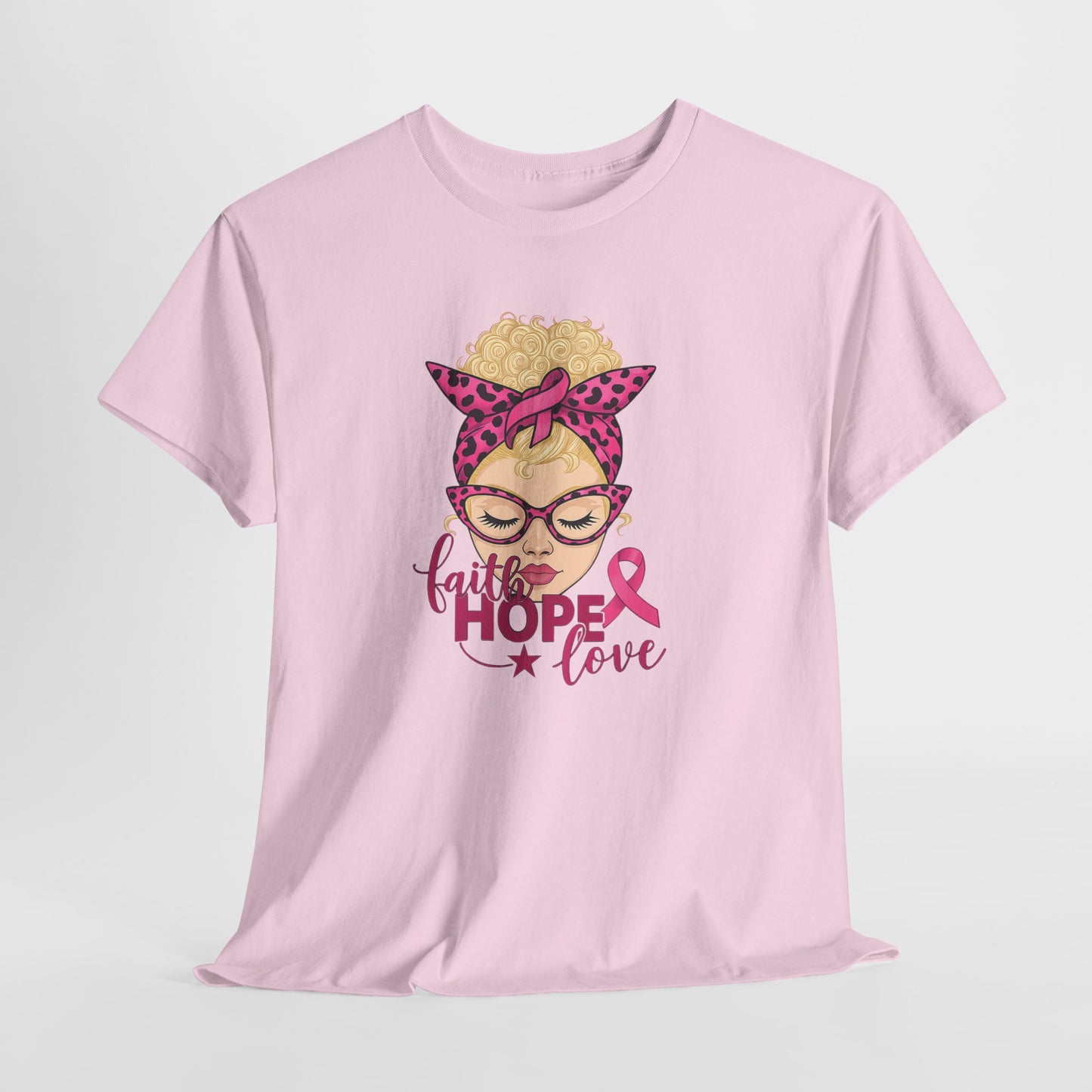 Hope Love Pink Ribbon Tee - Breast Cancer Awareness