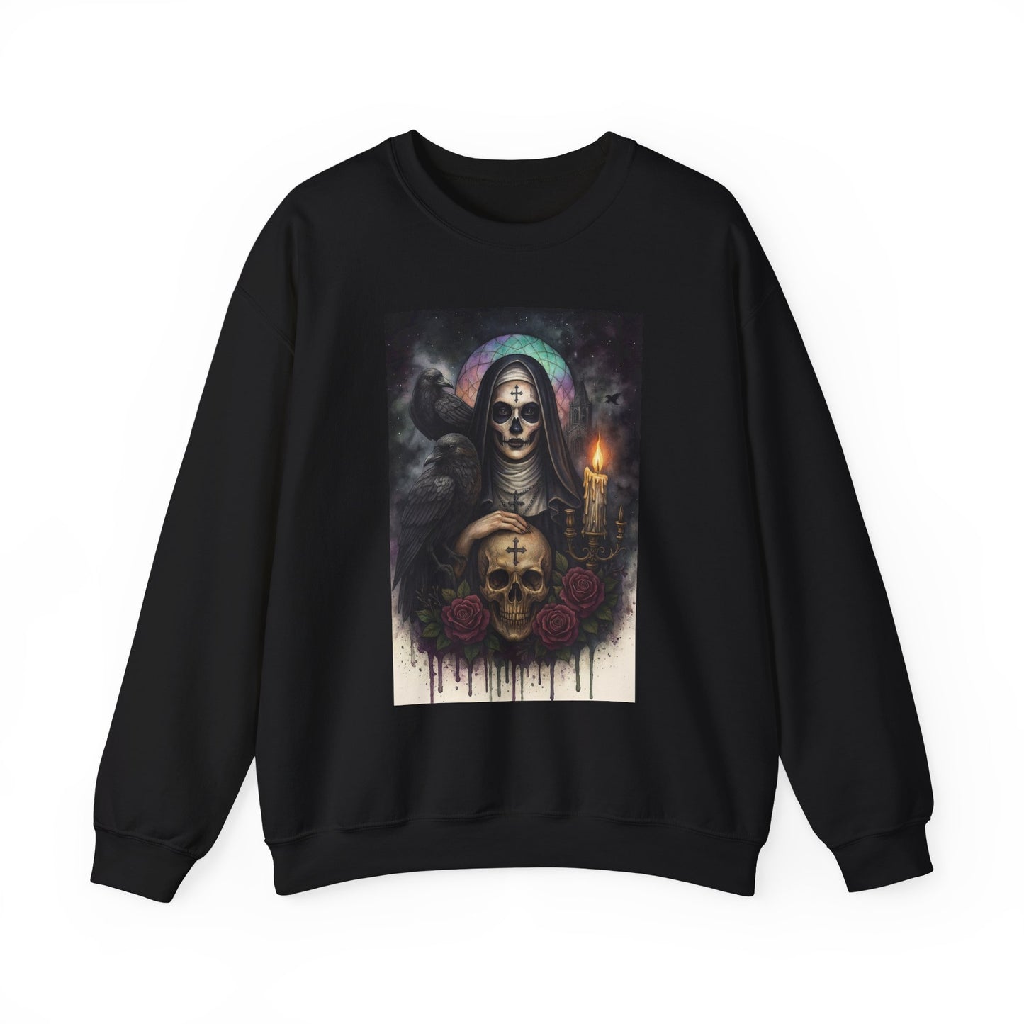 Gothic Nun Skull Halloween Crewneck Sweatshirt