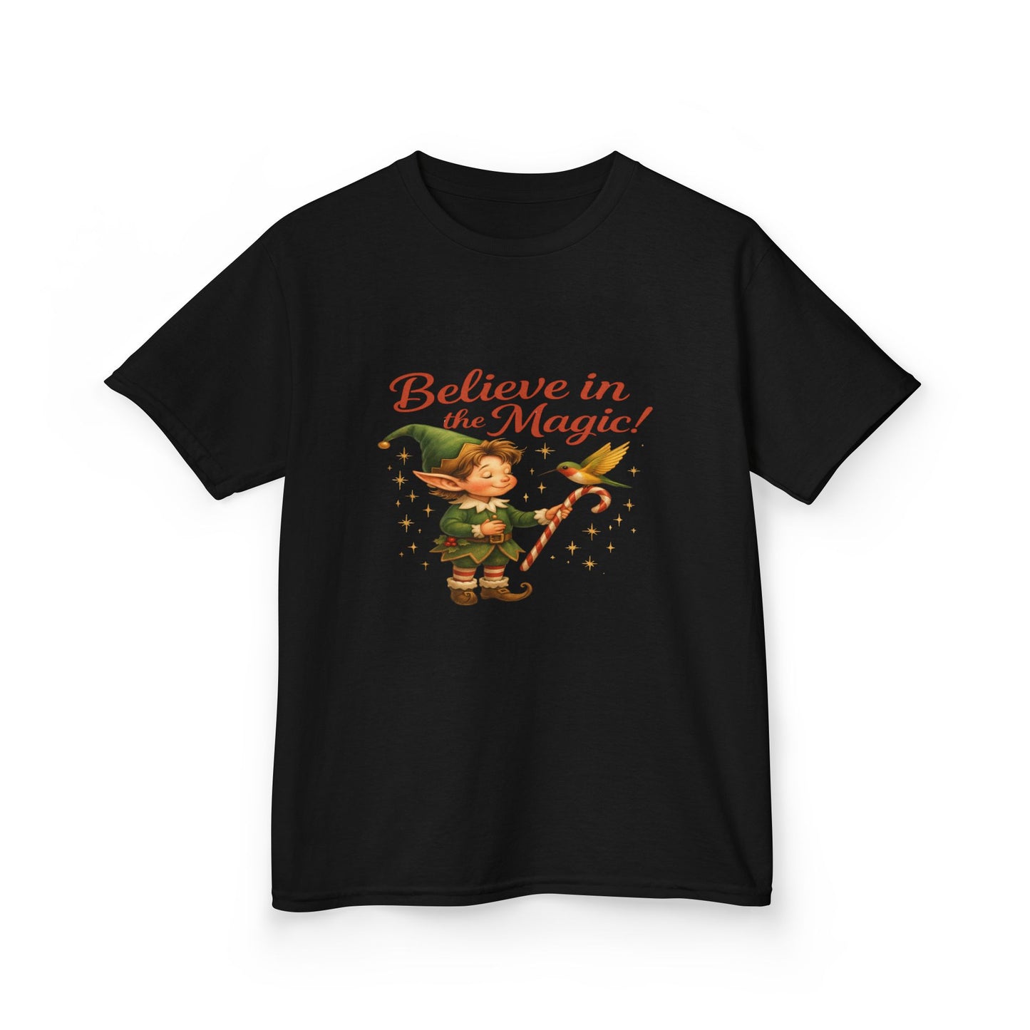 Believe in the Magic Elf & Dino Christmas Kids Tee