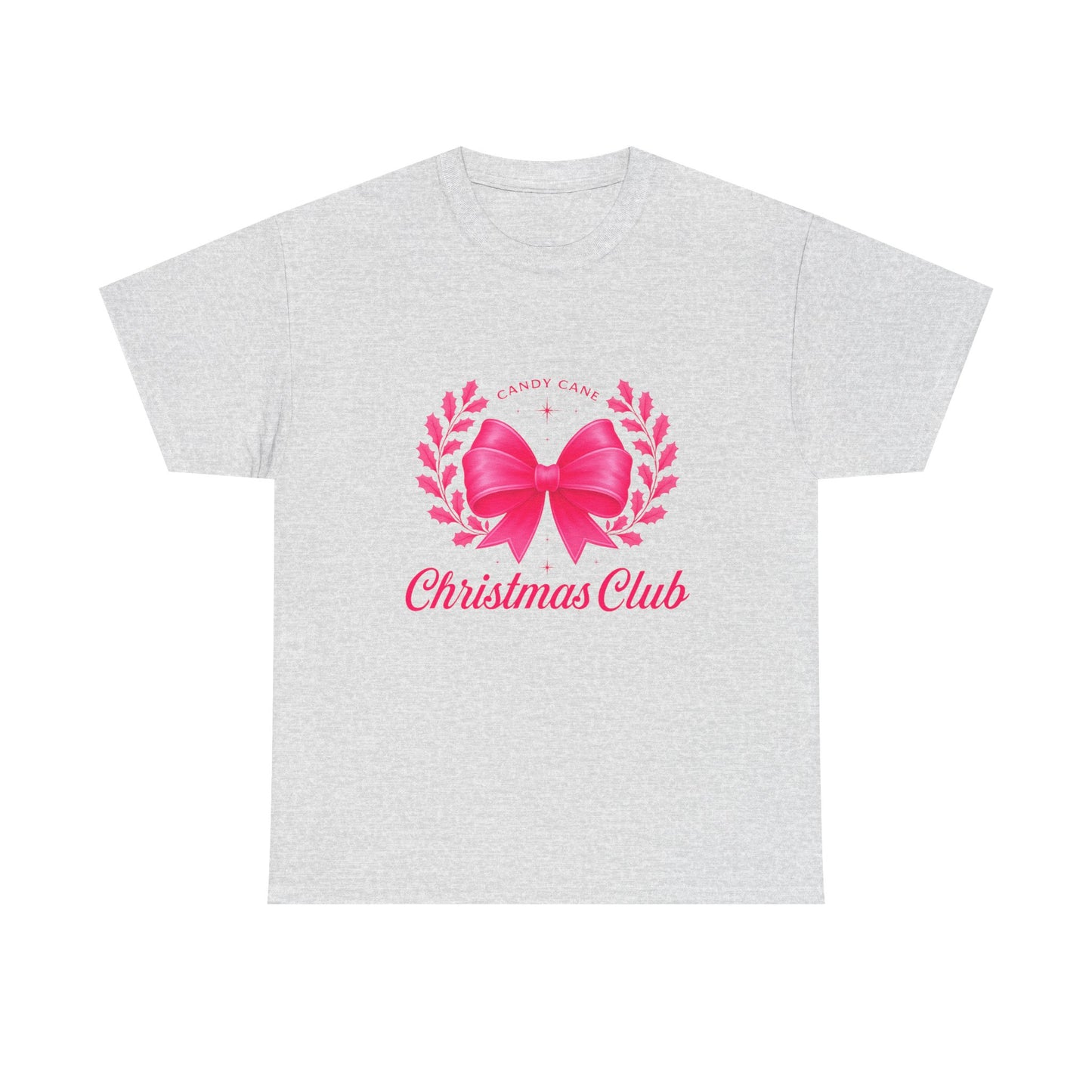 Christmas Tee with Pink Bow and Candy Cane Christmas Club Text