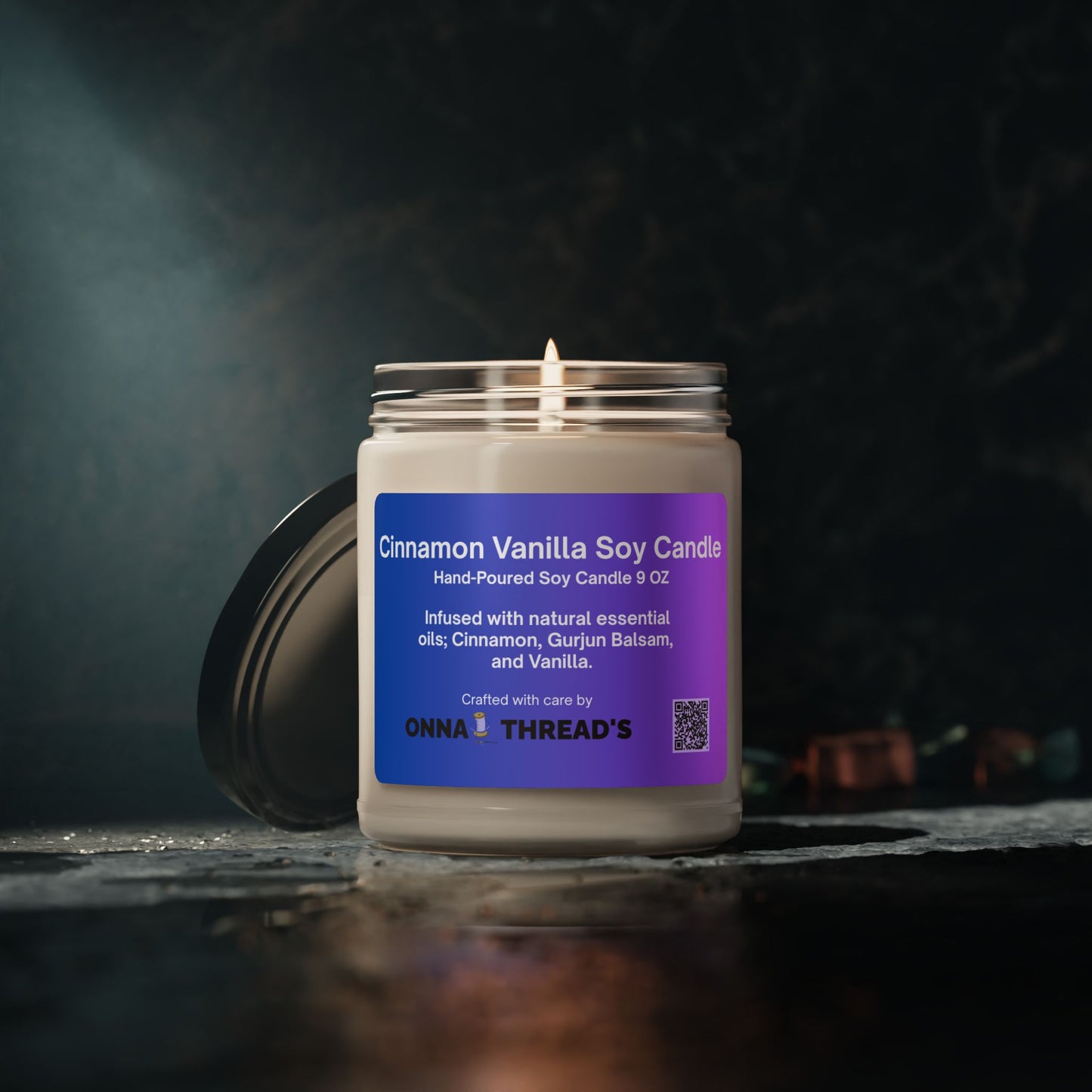 Cinnamon Vanilla Soy Candle, Aromatherapy Candle for Home, Eco-Friendly Gift, Relaxation Essential Oil