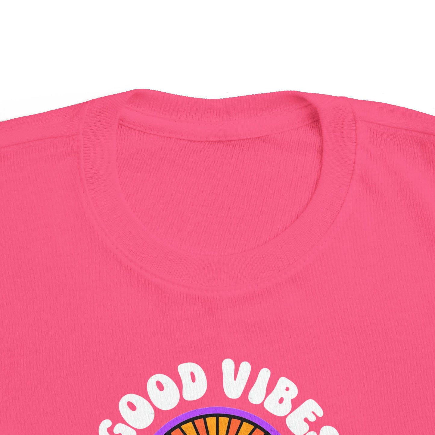 Toddler's Good Vibes Tee - Bright Jersey T-Shirt for Kids, Fun Summer Wear, Gift for Birthdays, Playdates, Rainbow Theme