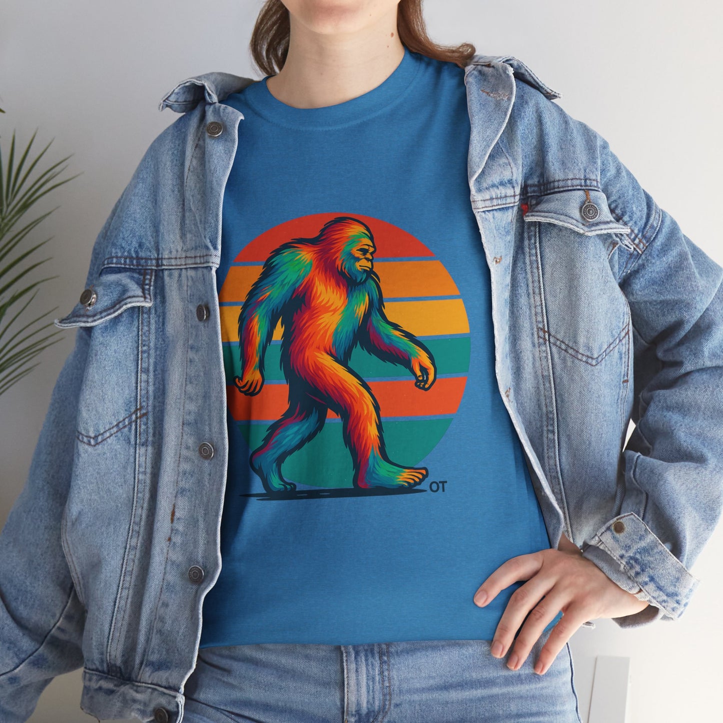 Colorful Bigfoot Unisex T-Shirt, Fun Graphic Tee for Nature Lovers, Perfect for Holidays, Festivals, Camping, Gifts