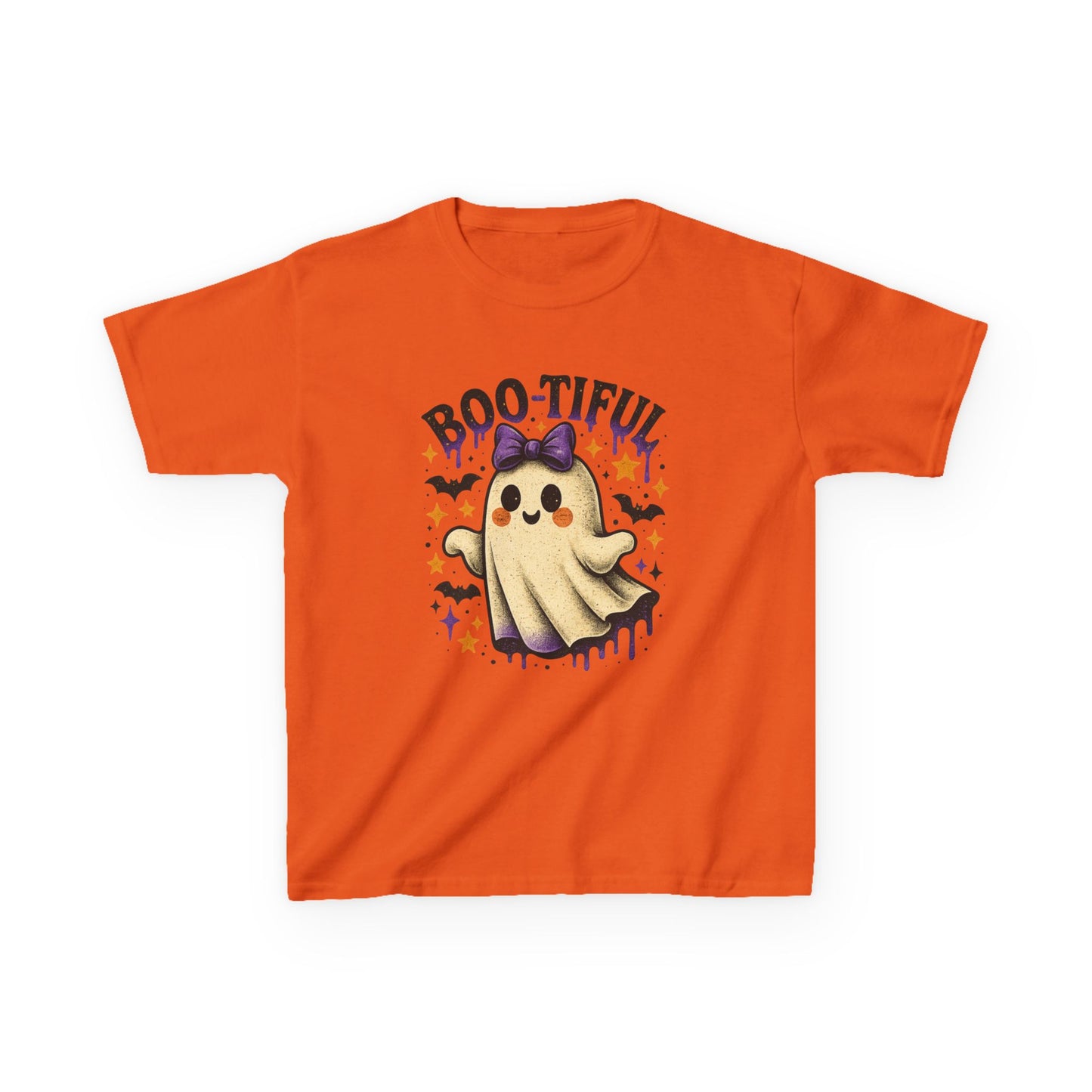 Boo-tiful Ghost Halloween Tee - Kids' Retro Graphic