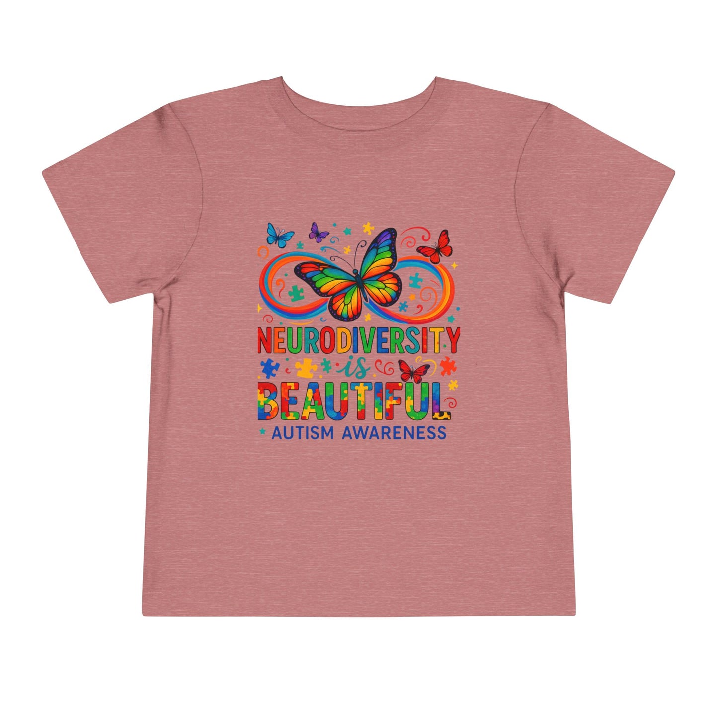 Toddler Tee - Neurodiversity is Beautiful Butterfly Rainbow Puzzle Piece Tee