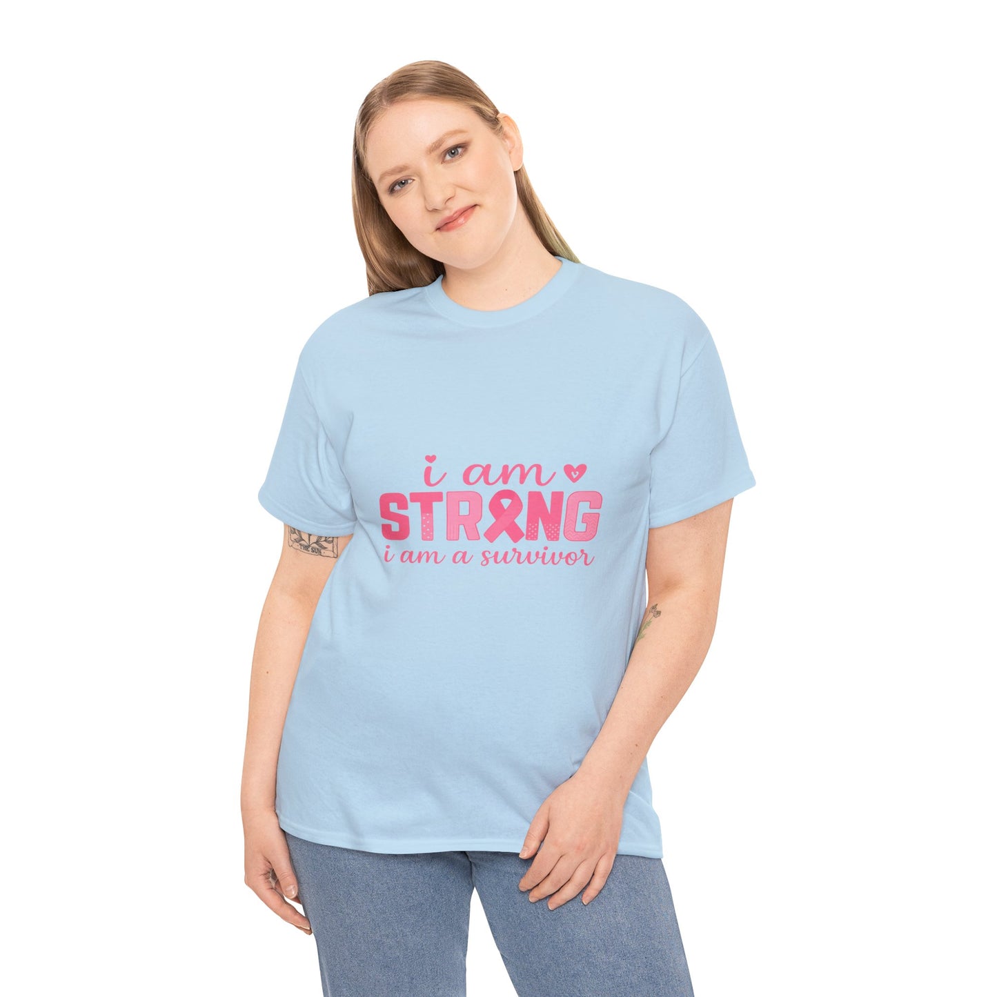 I AM STRONG - Pink Ribbon Breast Cancer Awareness Tee