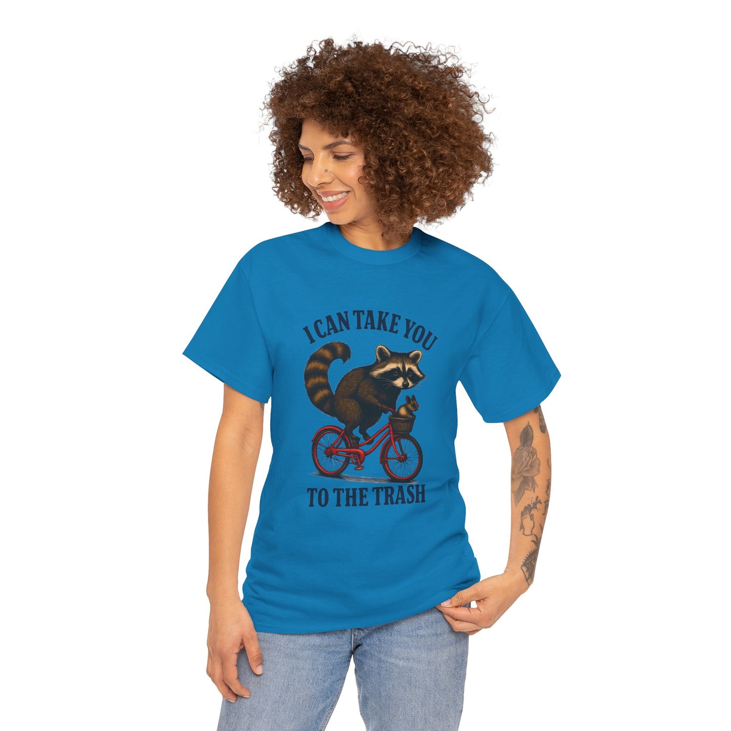 Cotton Tee Vintage Raccoon Bicycle Graphic Shirt