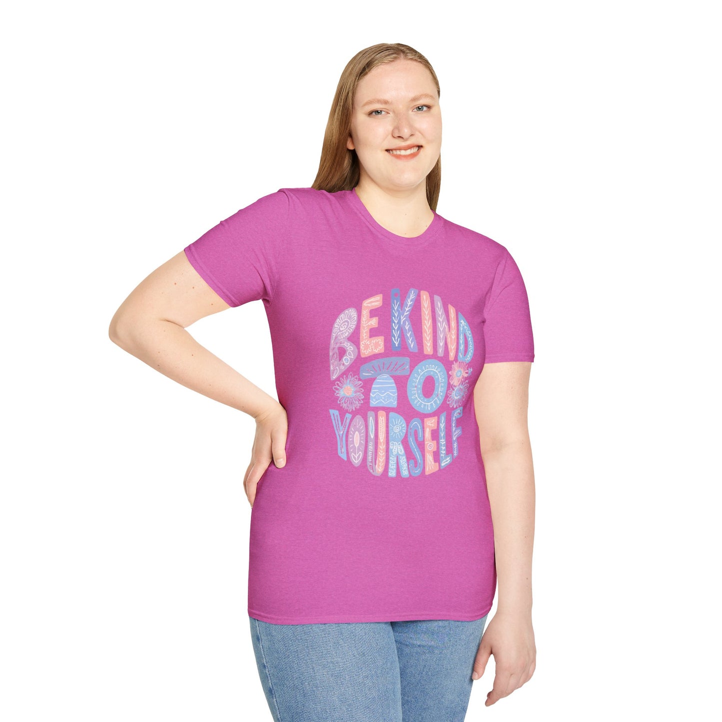 Be Kind to Yourself Unisex Softstyle T-Shirt, Positive Affirmation Tee, Relaxed Fit Shirt, Self Care Gift, Mindfulness Apparel