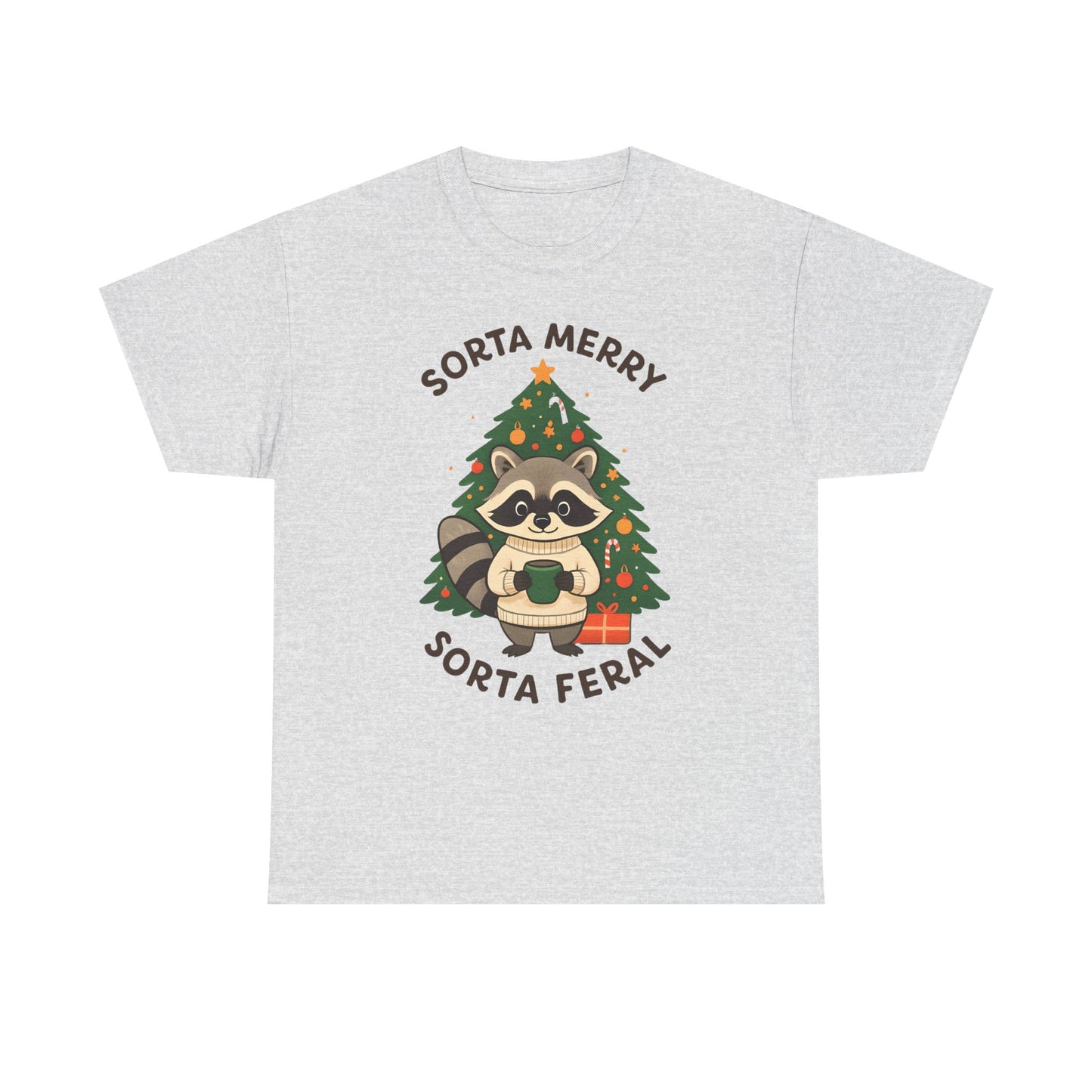 Sorta Merry Sorta Feral Raccoon Christmas Tee