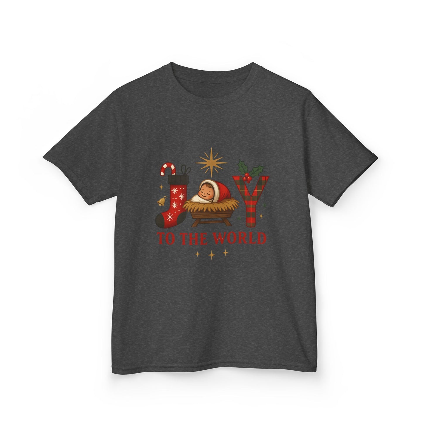 Joy to the World Dino Christmas Kids Tee