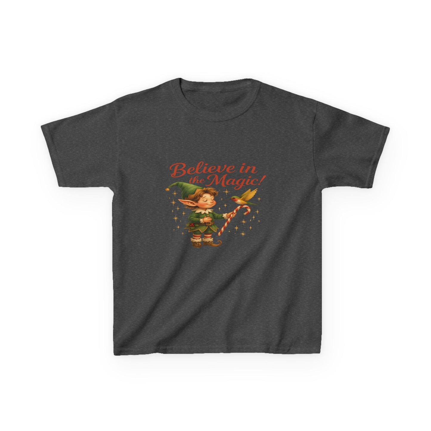 Believe in the Magic Elf & Dino Christmas Kids Tee