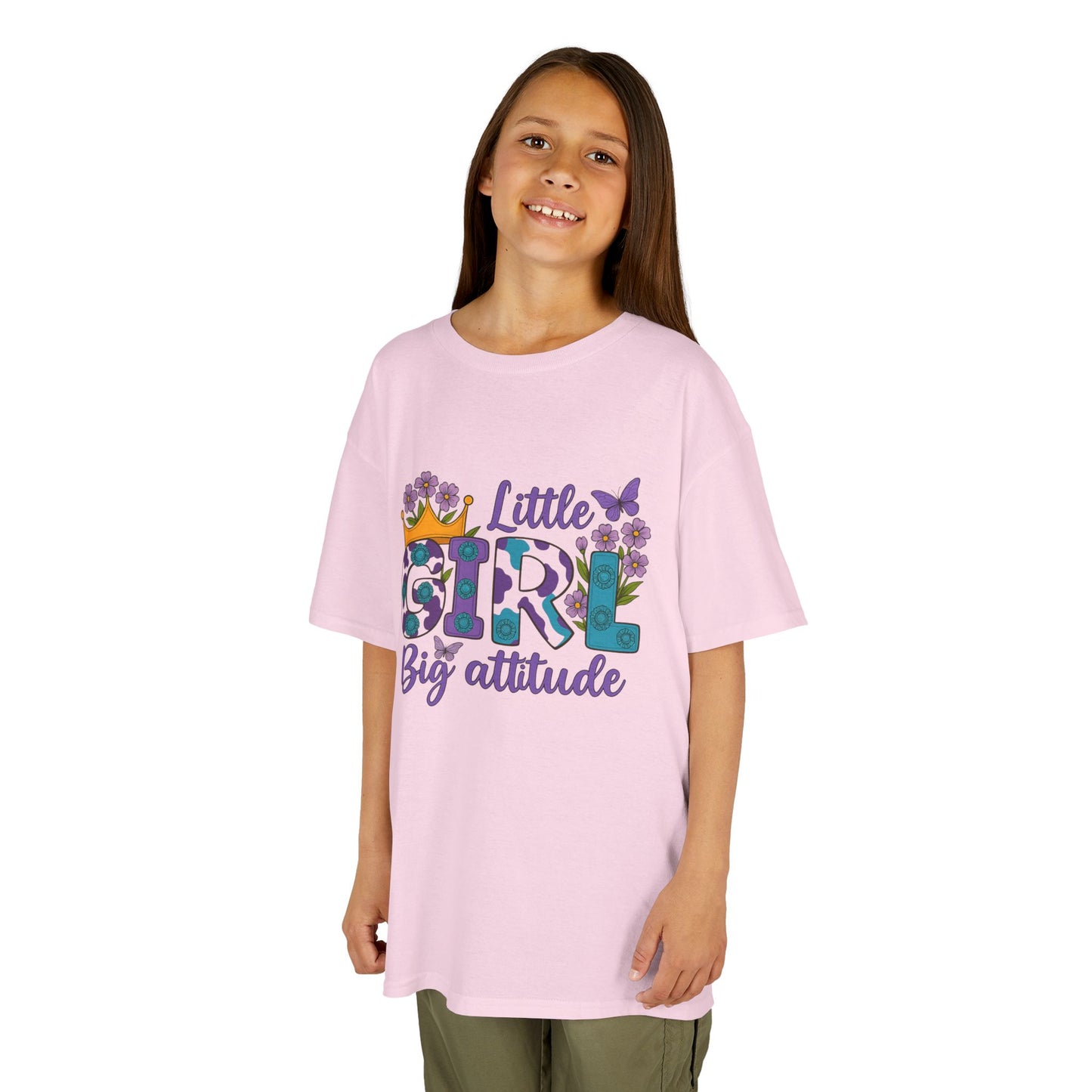 Whimsical Kids Tee for Big Attitude, Fun T-Shirt for Girls, Playful Cotton Shirt, Gift for Birthdays or Celebrations
