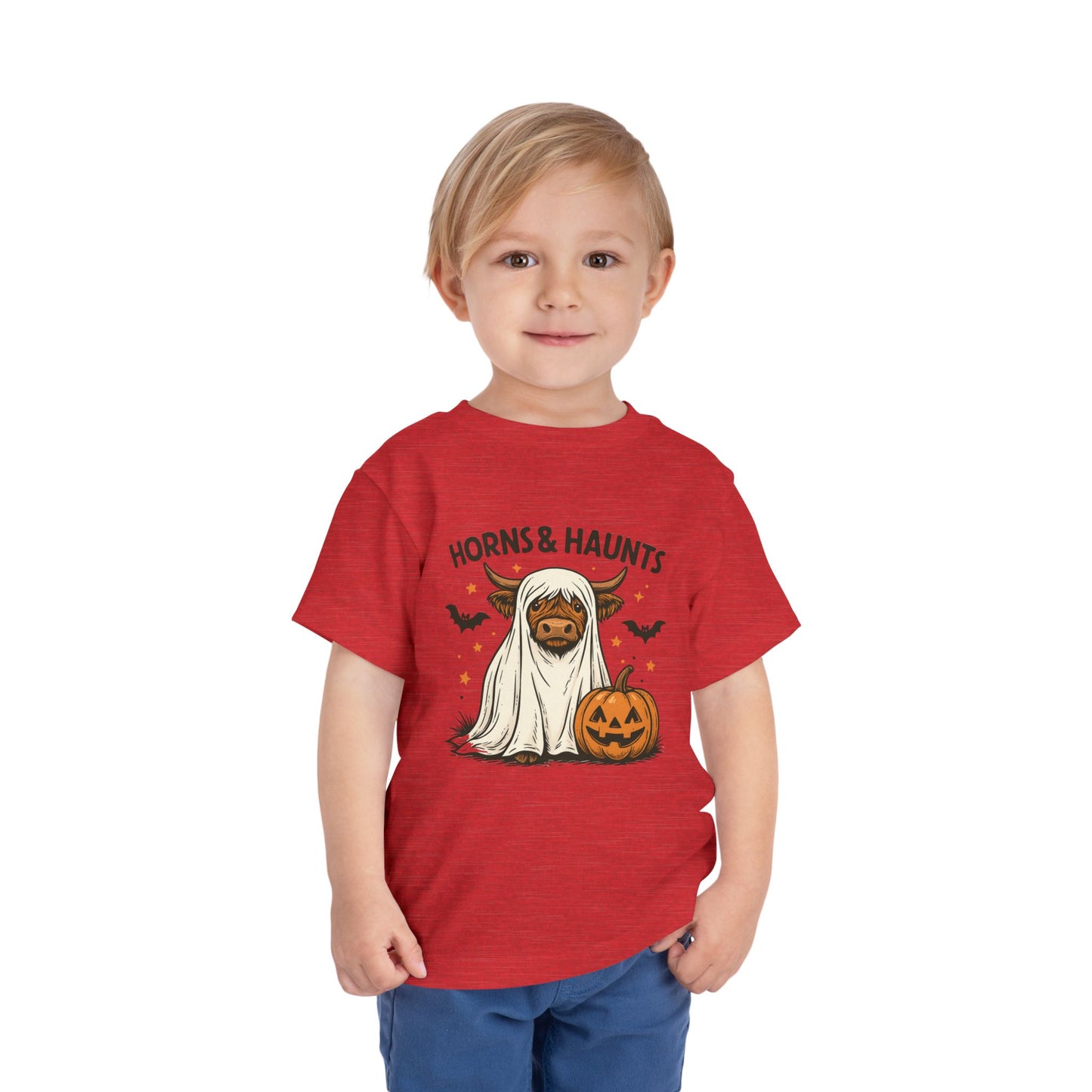 Horns & Haunts Highland Cow Toddler Halloween Tee