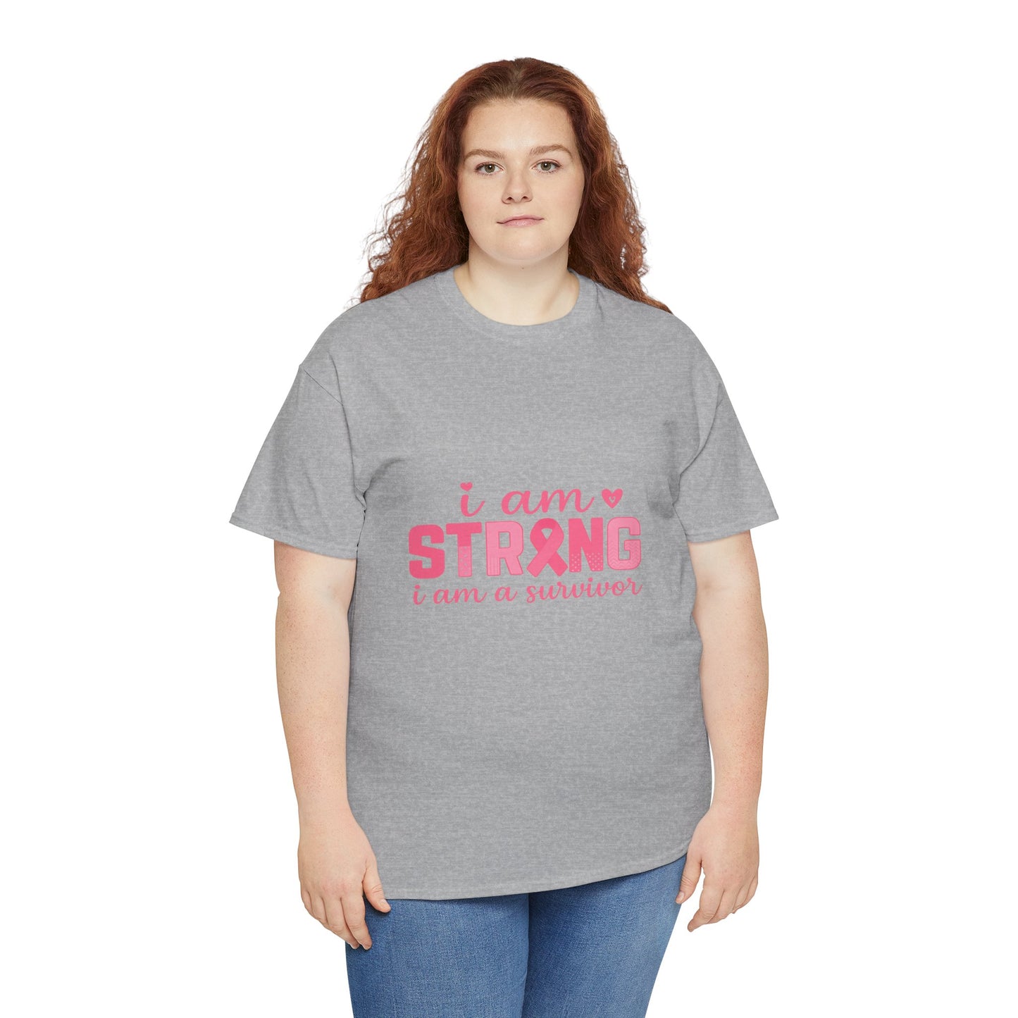I AM STRONG - Pink Ribbon Breast Cancer Awareness Tee