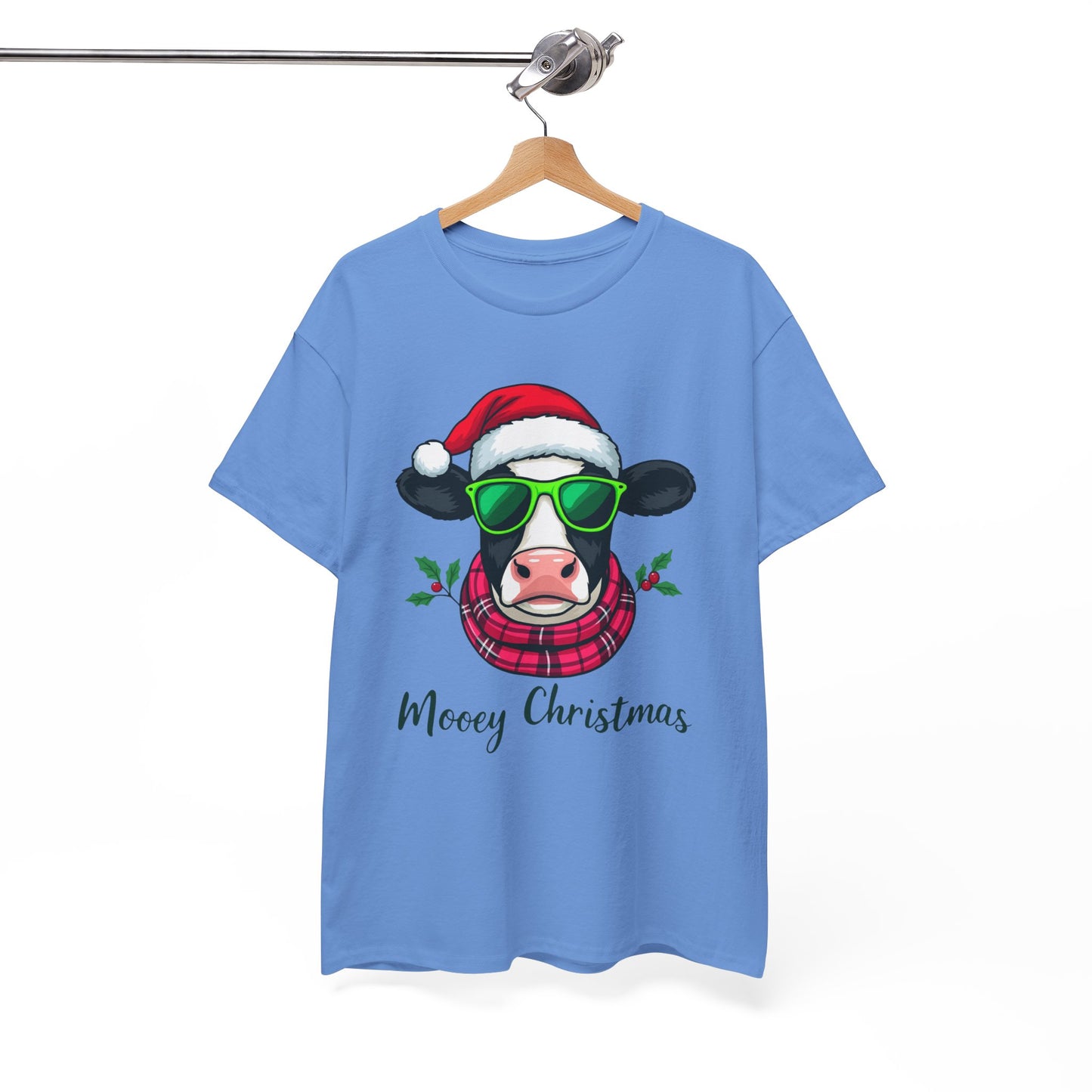 Moovey Christmas Cow Tee - Pink Plaid Scarf & Sunglasses