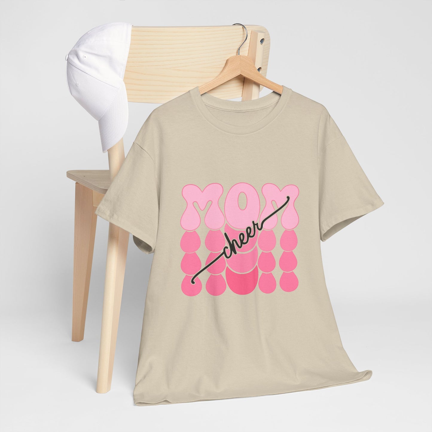 MOM Cheer – Pink Bubble Letter Spirit Tee