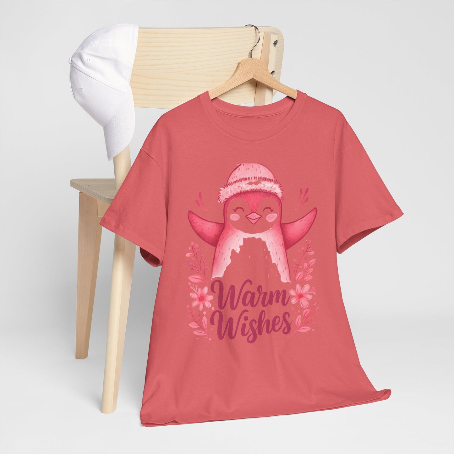 Warm Wishes Pink Penguin Tee - Holiday Tee