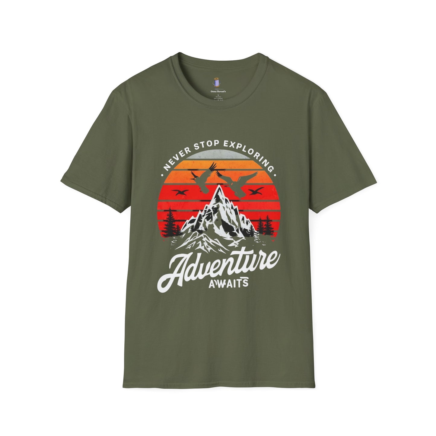 Adventure Awaits T-Shirt | Unisex Softstyle Tee | Perfect for Travel Lovers, Outdoor Adventures, Camping, Nature Gifts, Explore