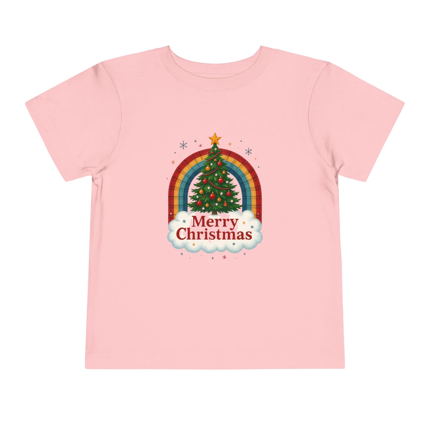 Merry Christmas Plaid Rainbow Tree Toddler Tee