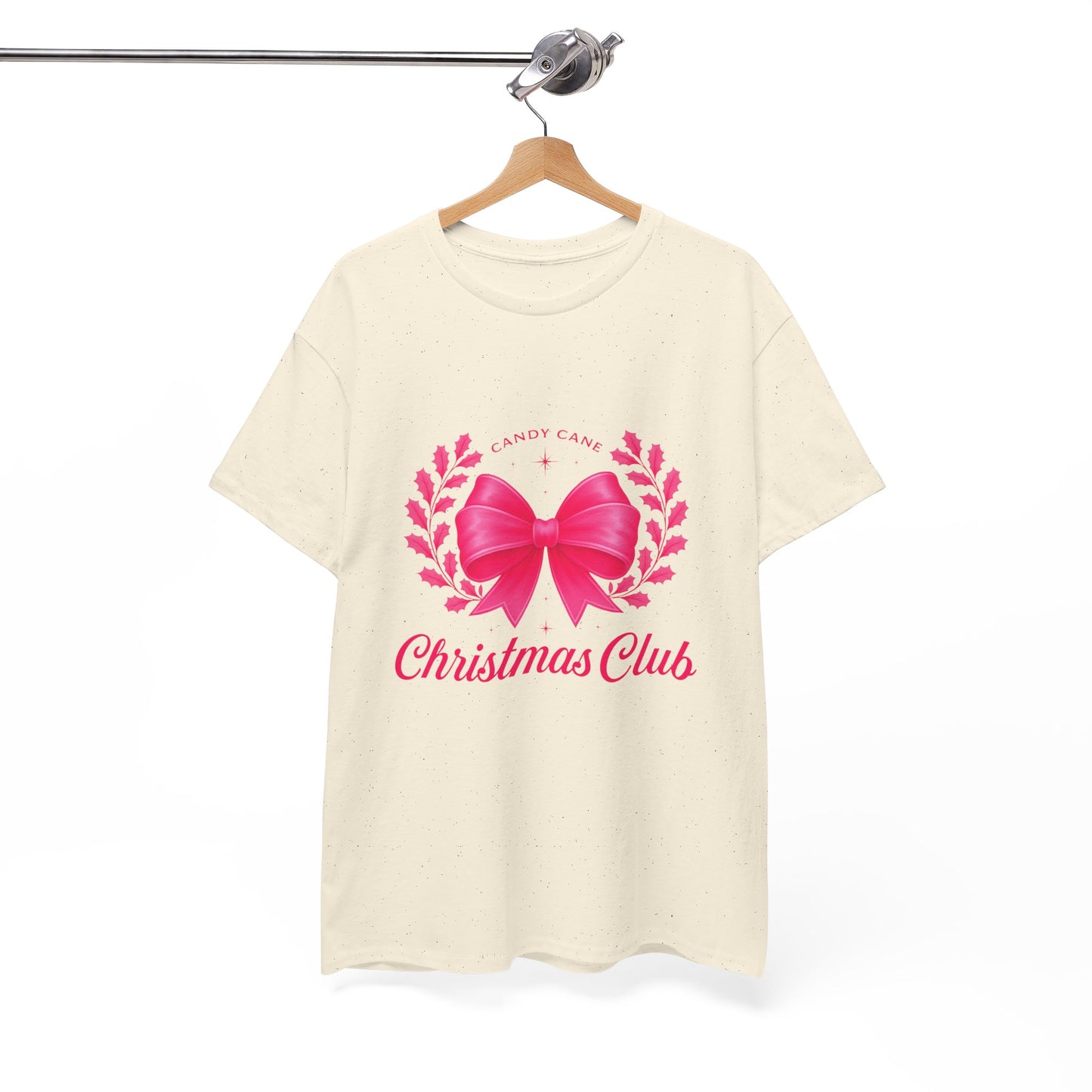 Christmas Tee with Pink Bow and Candy Cane Christmas Club Text