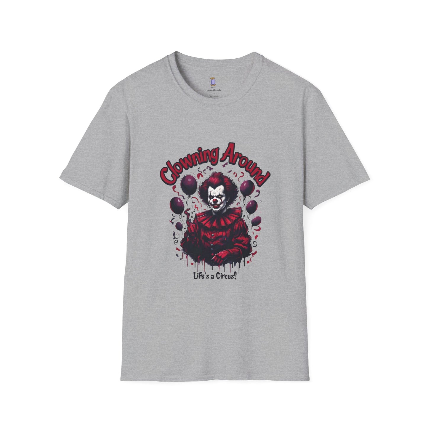 Creepy Clown Graphic Tee, Unisex Softstyle T-Shirt, Halloween Costume, Spooky Shirt, Eerie Apparel, Perfect for Horror Lovers