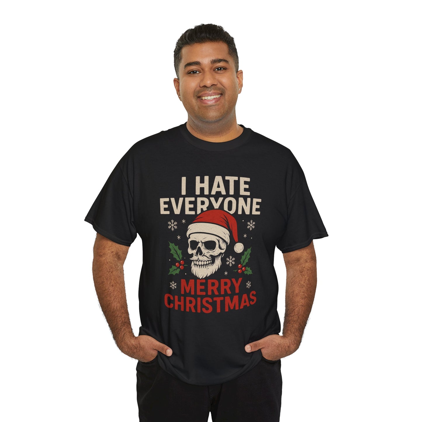 I Hate Everyone Merry Christmas Skull Tee
