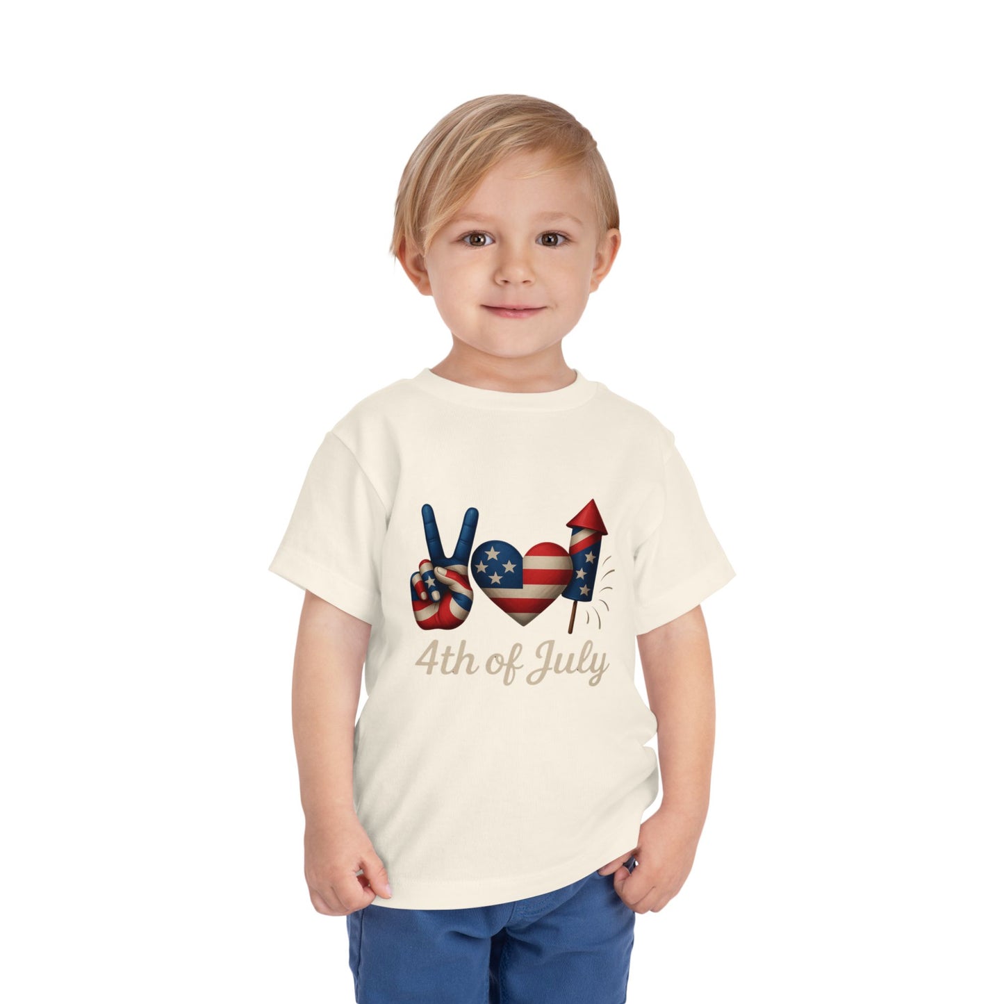 4th of July Peace & Heart Tee: Patriotic Toddler Shirt