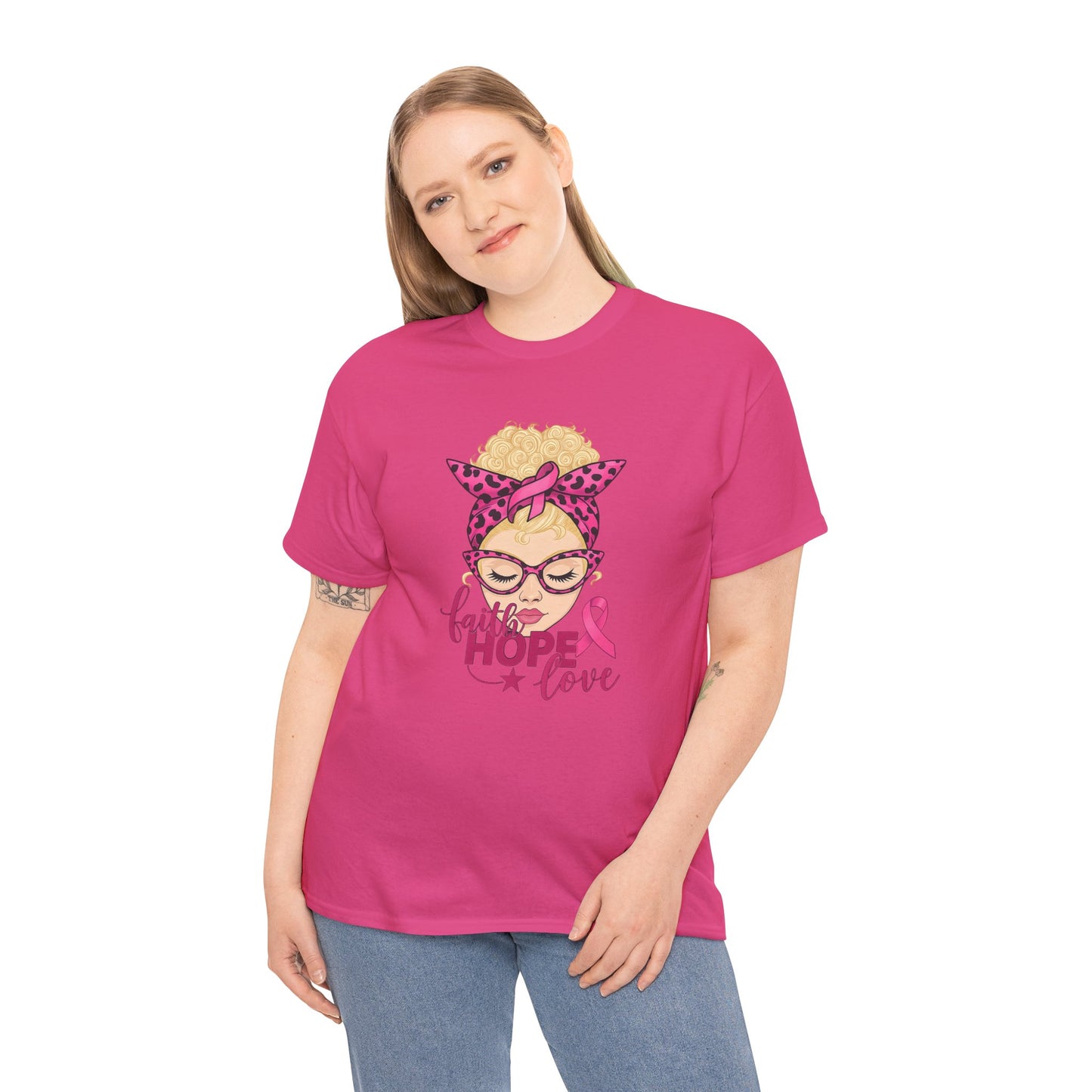 Hope Love Pink Ribbon Tee - Breast Cancer Awareness