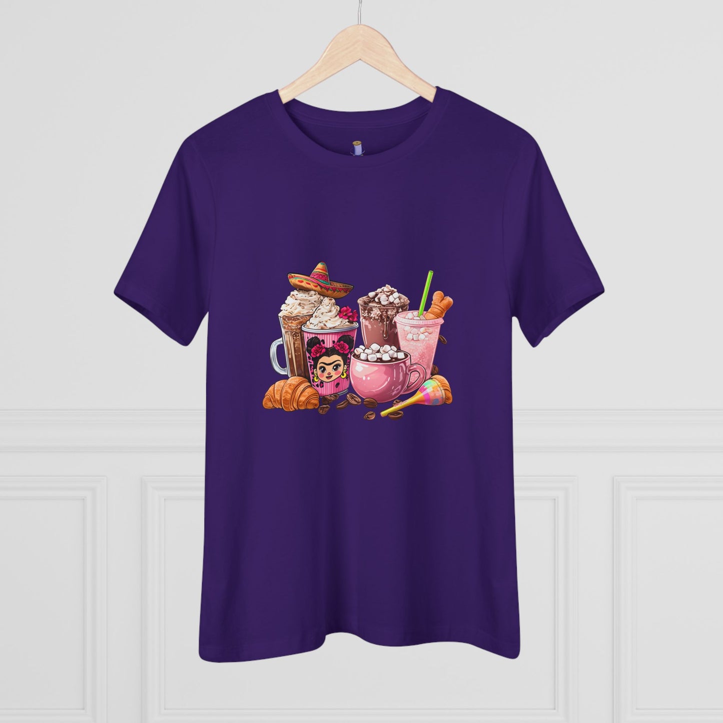 Latina Cute Beverage Women's Cotton Tee, Coffee Lover Gift, Cute Summer Shirt, Birthday Present, Cozy Foodie Tee