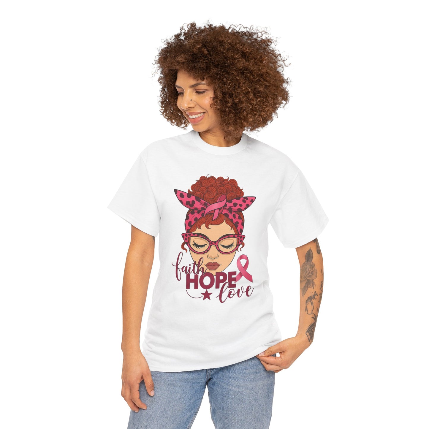 Hope, Faith & Love: Pink Ribbon Awareness Tee