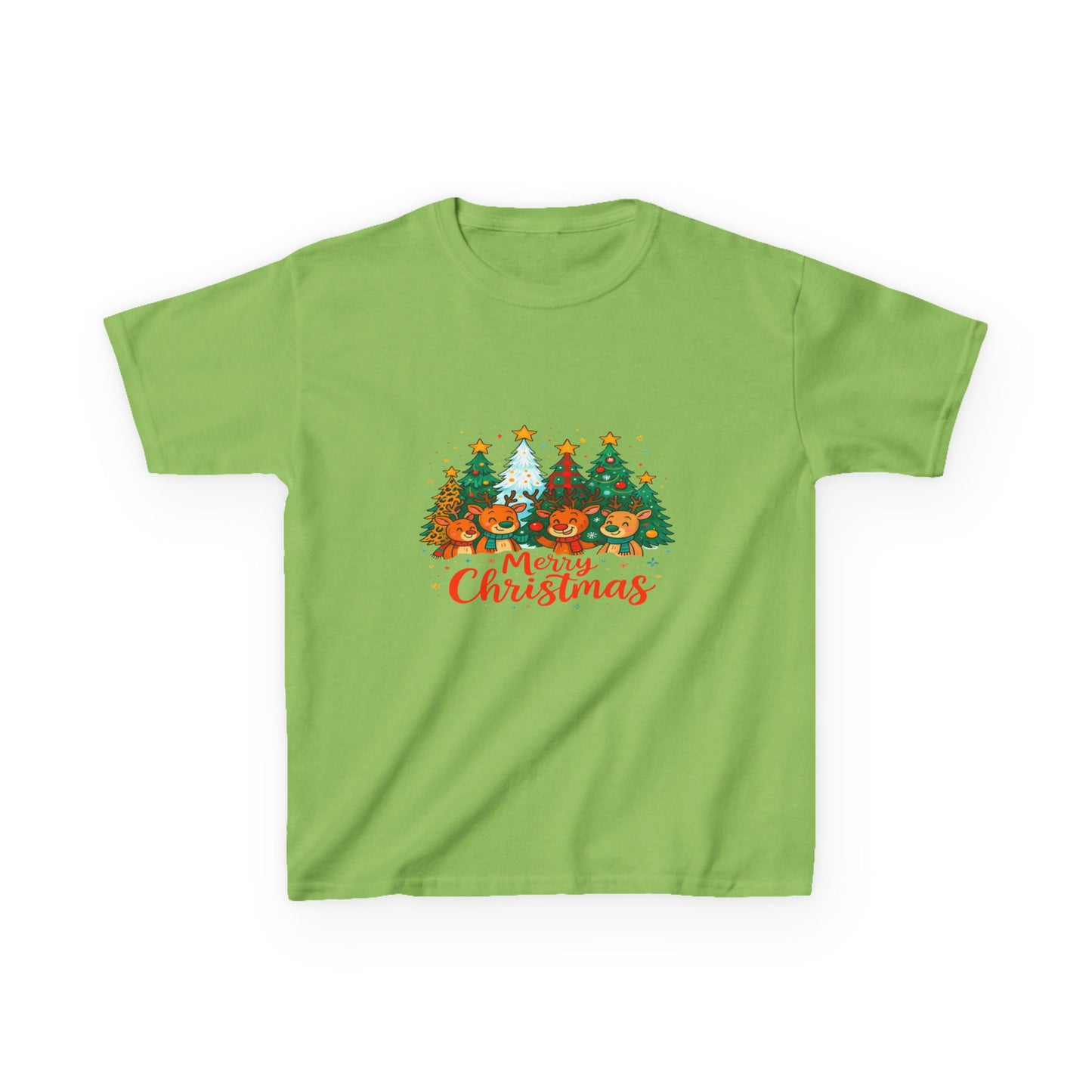 Merry Christmas Reindeer & Dino Trees Kids Tee