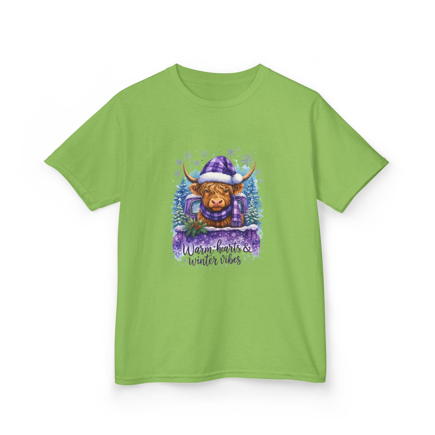 Highland Cow in Purple Truck Christmas Tee