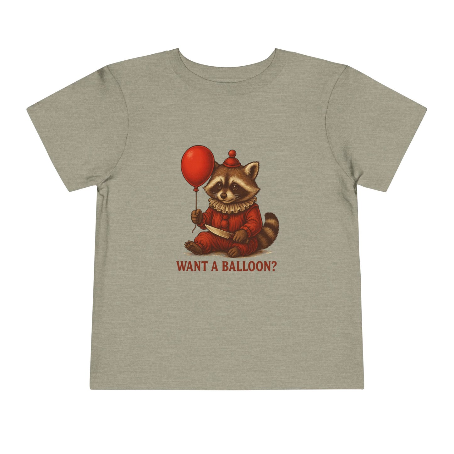 Toddler Halloween Tee with Seated Raccoon Clown Design