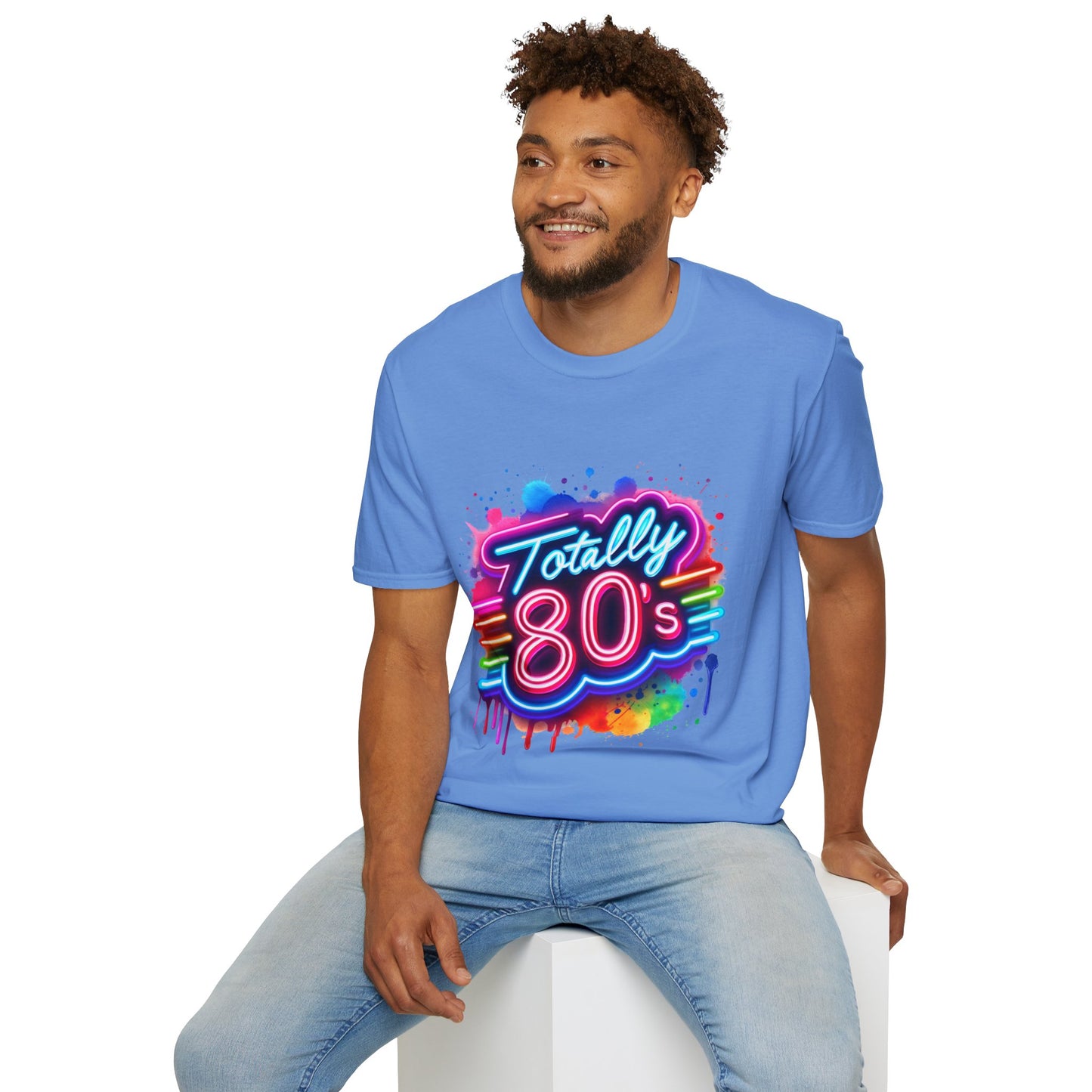 Totally 80s Unisex Softstyle T-Shirt – Retro Vintage Tee, Nostalgic Gift, Party Shirt, Perfect for 80s Theme Events, Festival Wear