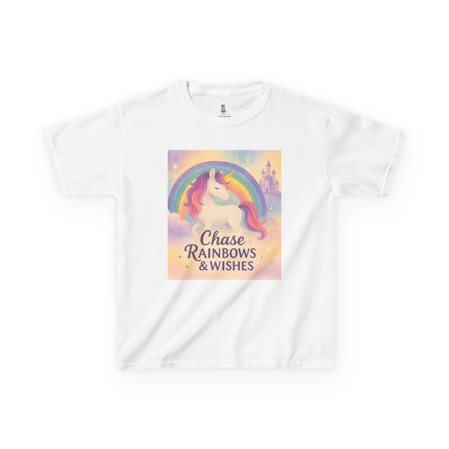 Chase Rainbows & Wishes Unicorn Kids Tee, Magical T-Shirt, Birthday Gift for Kids, Unicorn Lover Apparel, Playful Cotton Tee