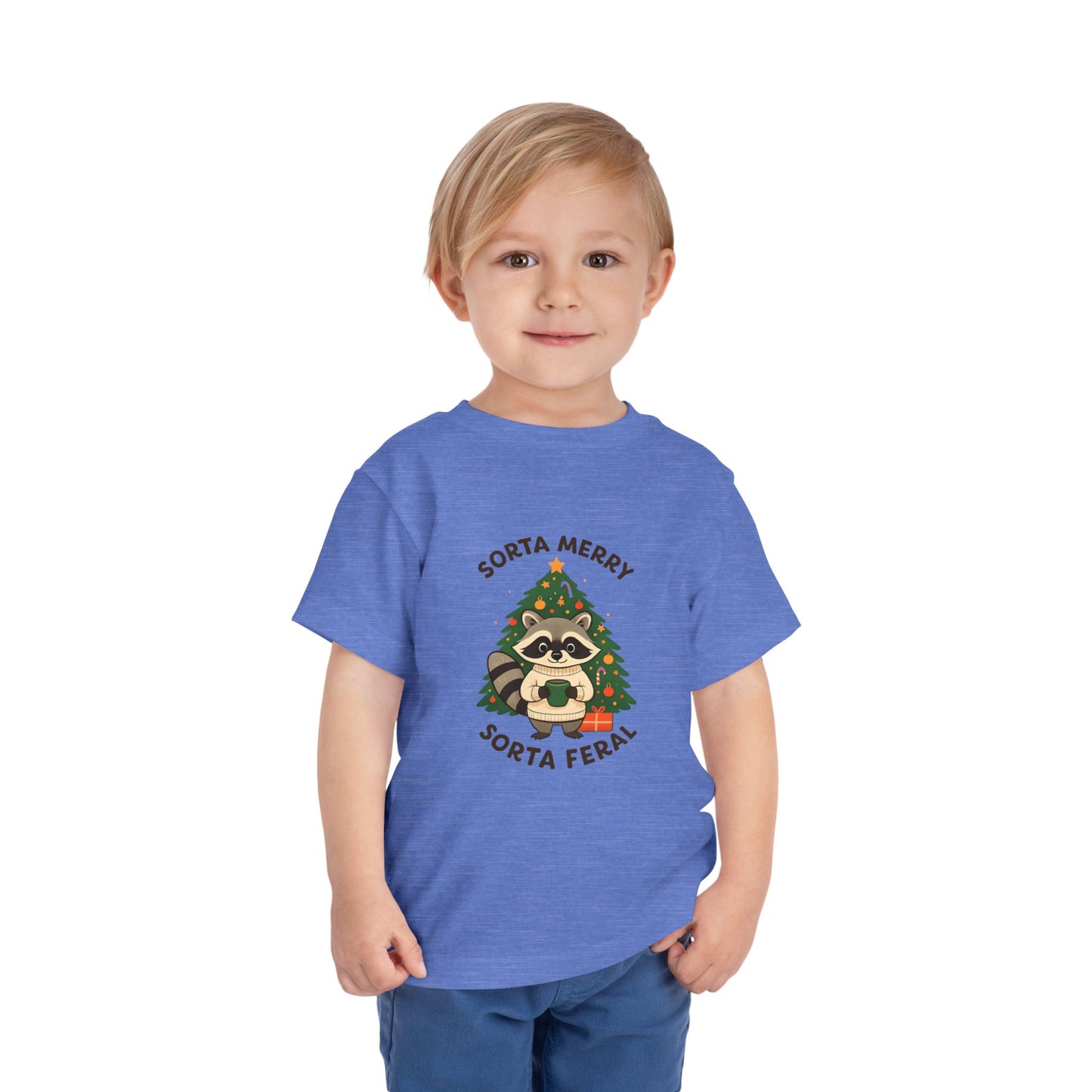Sorta Merry Sorta Feral Raccoon Toddler Christmas Tee