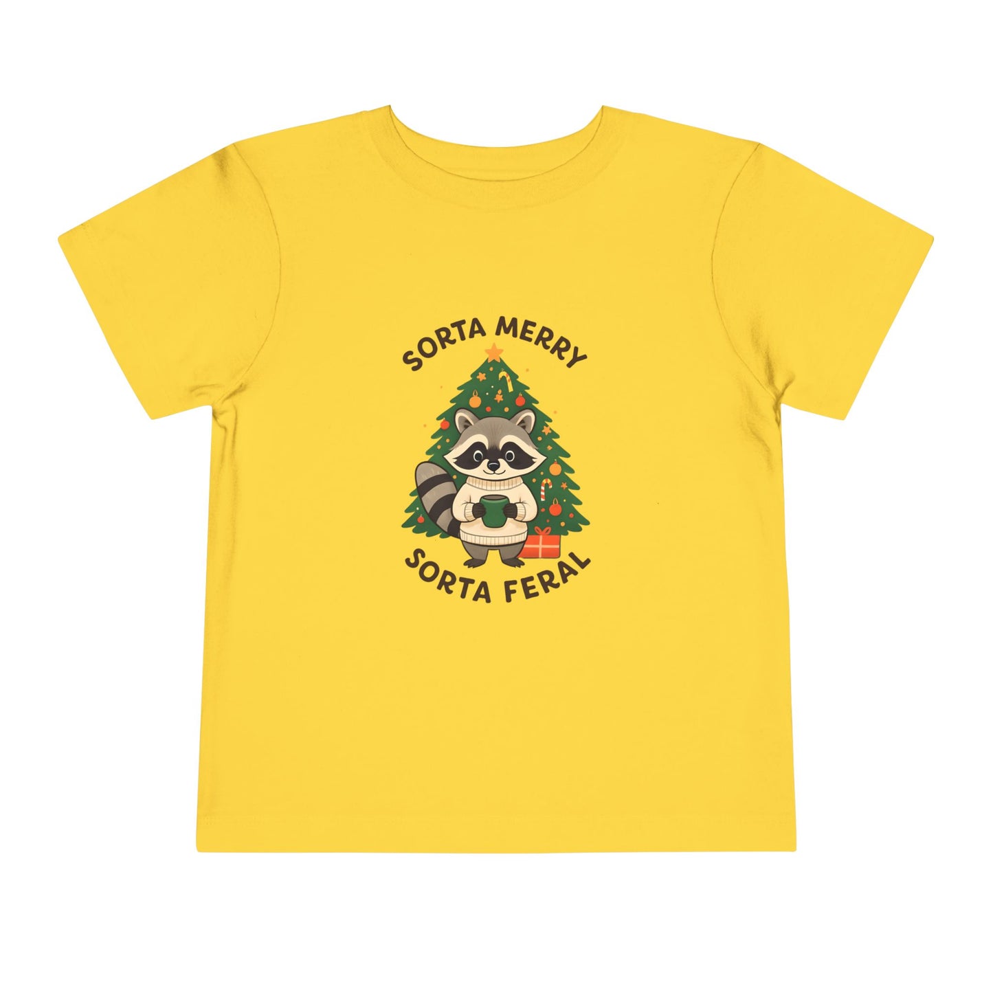 Sorta Merry Sorta Feral Raccoon Toddler Christmas Tee