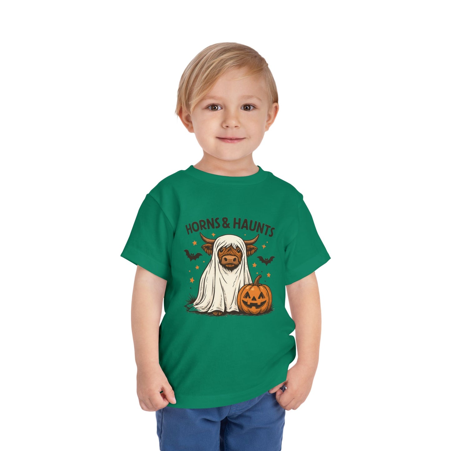 Horns & Haunts Highland Cow Toddler Halloween Tee