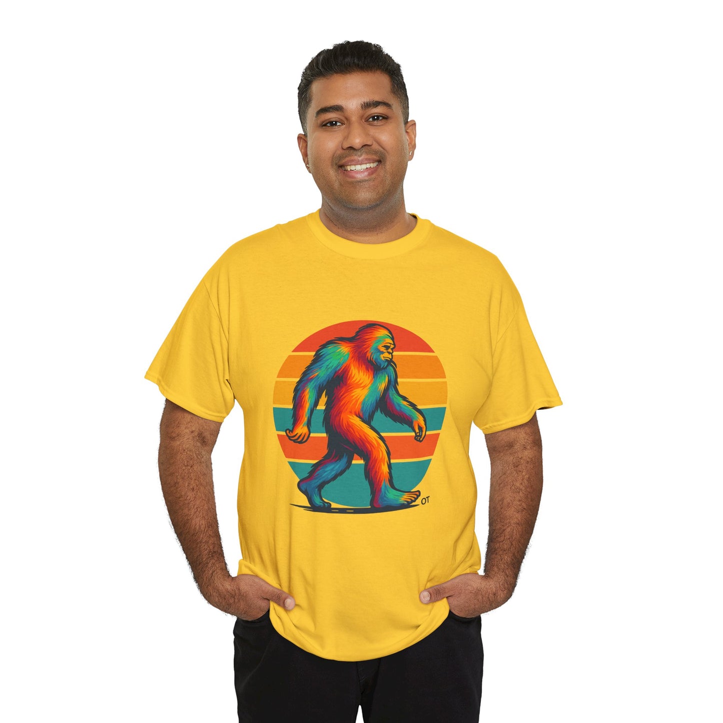Colorful Bigfoot Unisex T-Shirt, Fun Graphic Tee for Nature Lovers, Perfect for Holidays, Festivals, Camping, Gifts