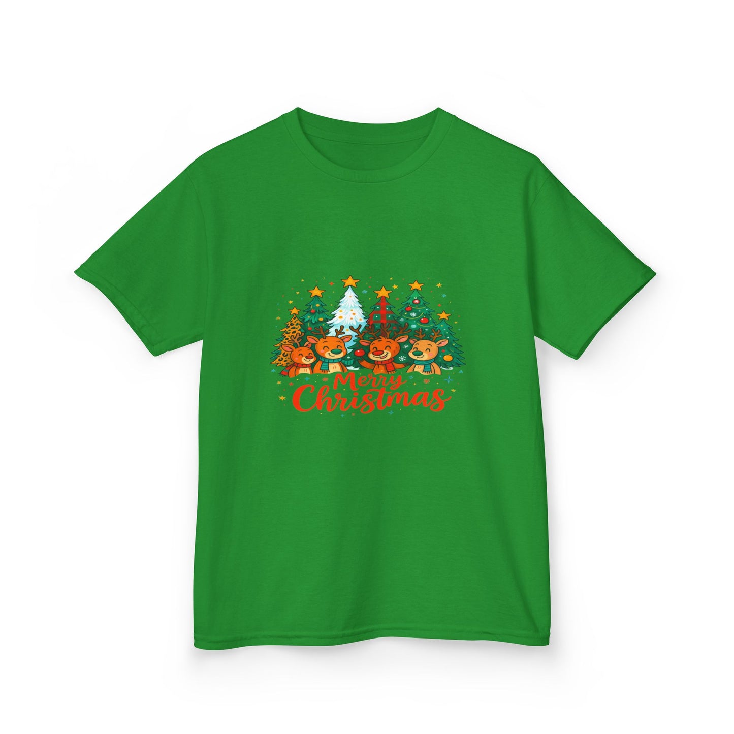Merry Christmas Reindeer & Dino Trees Kids Tee