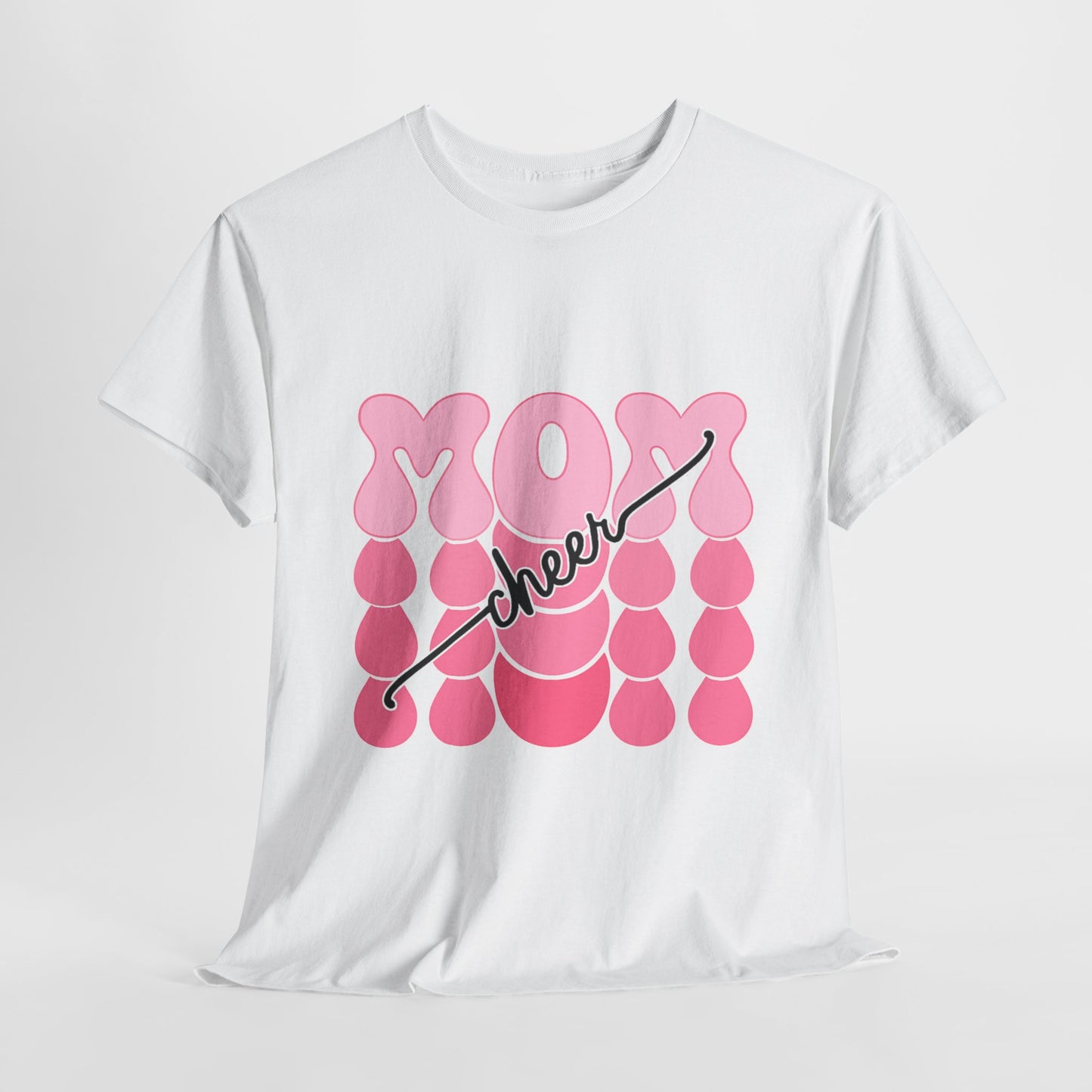 MOM Cheer – Pink Bubble Letter Spirit Tee