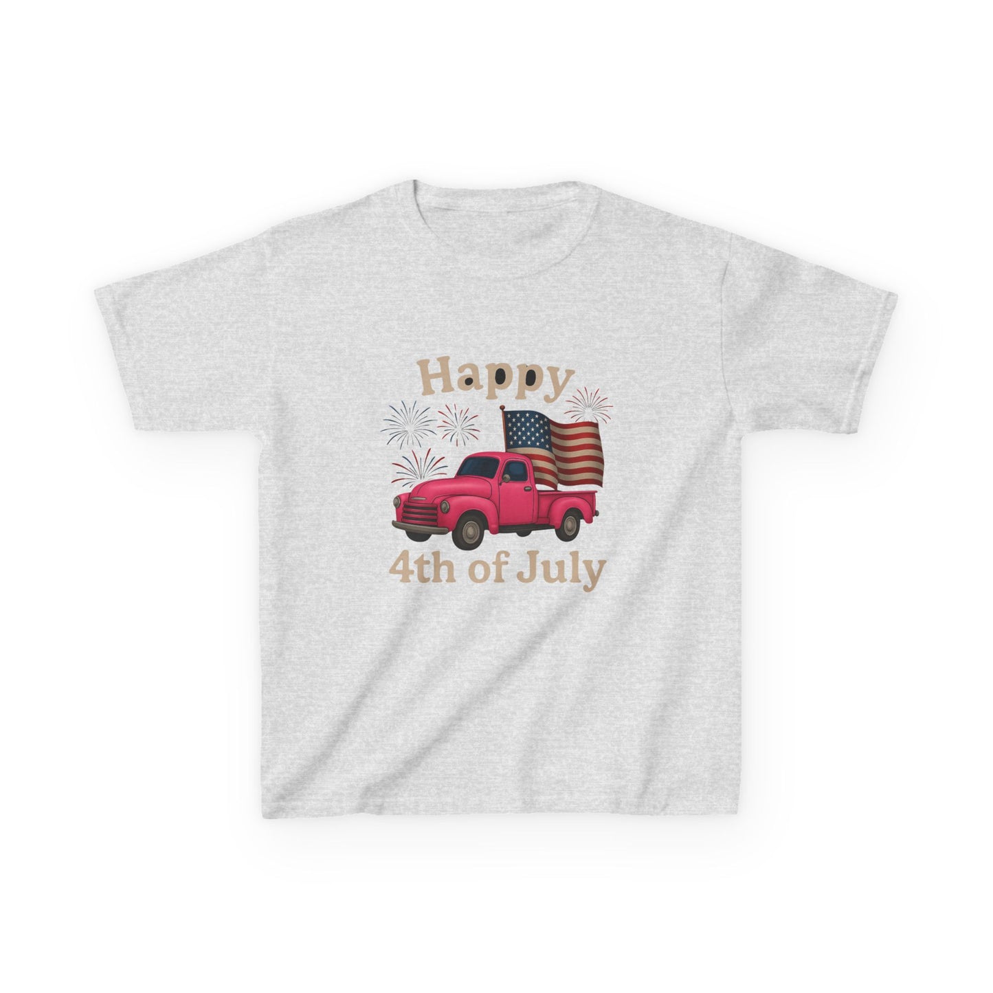Retro 4th of July Pink Truck Tee - Kids' Patriotic Shirt