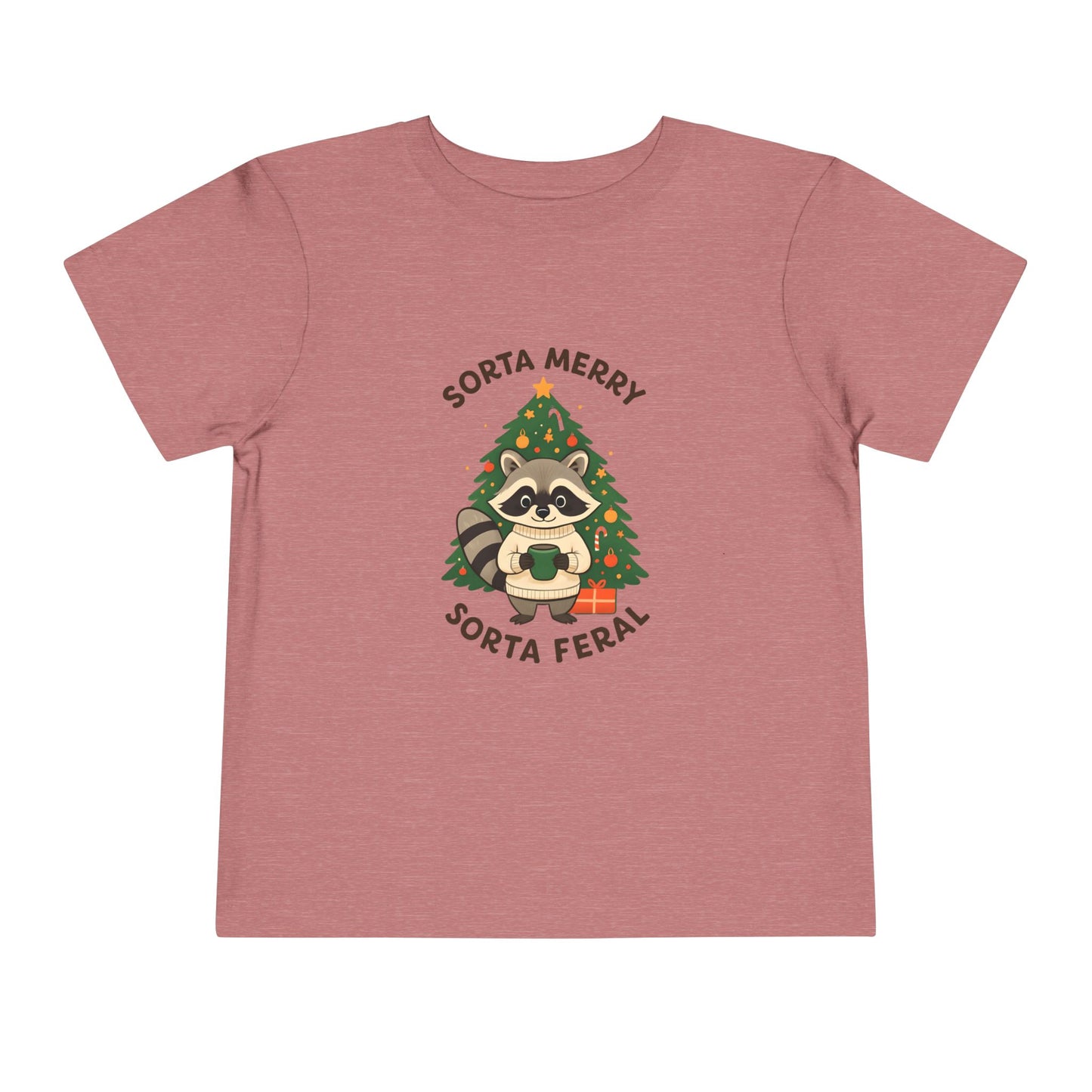 Sorta Merry Sorta Feral Raccoon Toddler Christmas Tee