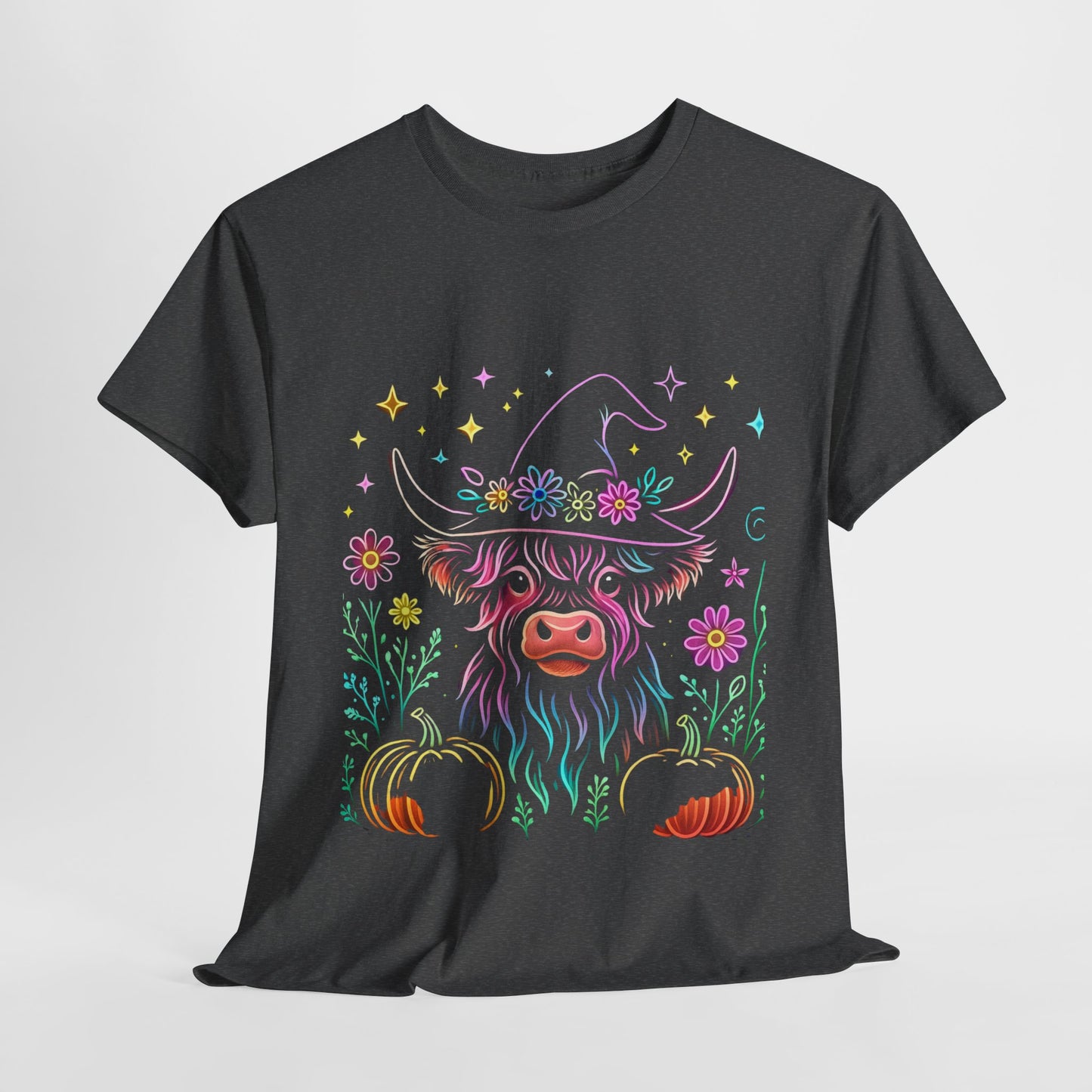 🎃 Magical Highland Cow Tee – Witchy Pumpkin Farm Shirt