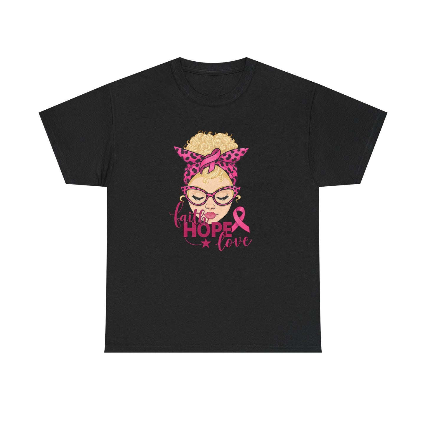 Hope Love Pink Ribbon Tee - Breast Cancer Awareness