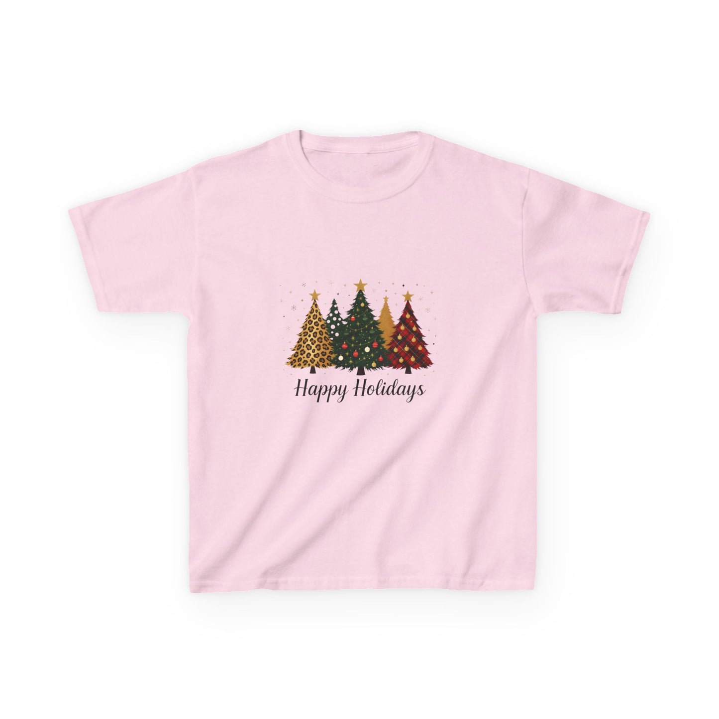 Happy Holidays Dino Tree Kids Tee - Festive Christmas Shirt