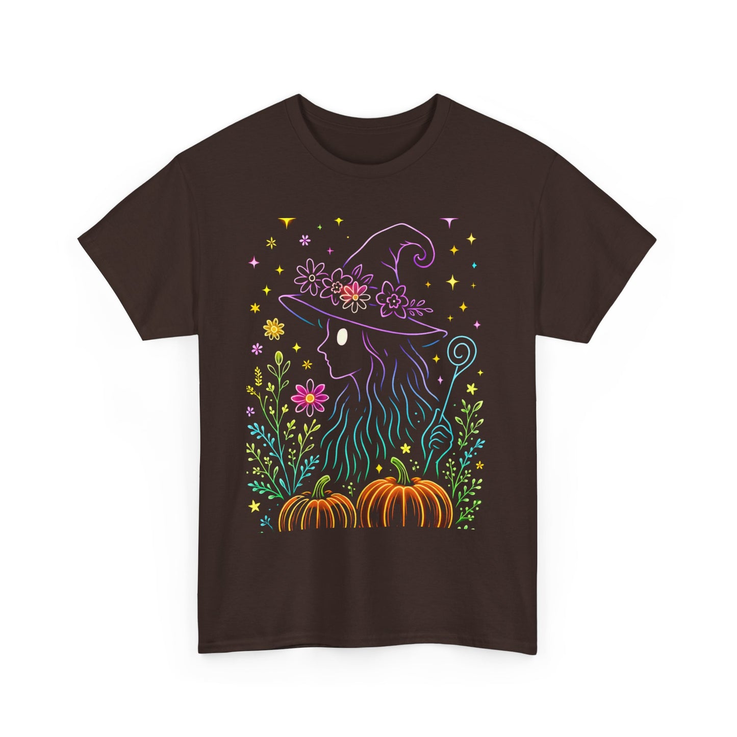 🌙 Whimsical Witch Cat Tee – Magical Halloween Pumpkin Shirt